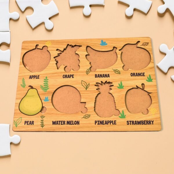 Wooden Fruits Puzzle Learning Educational Board (1 Set / 28Ã—20 Cm)