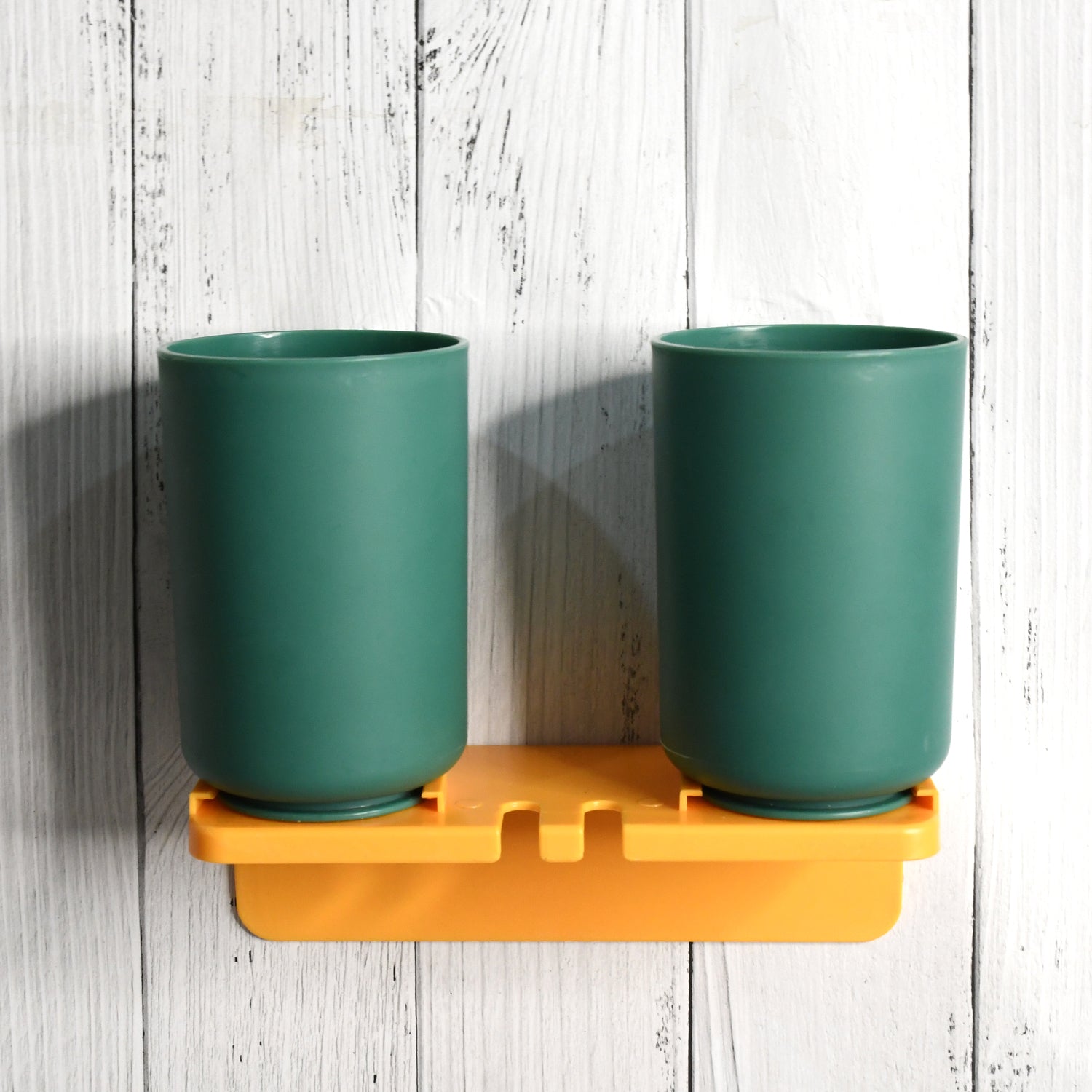 Multipurpose Wall Mount Toothbrush Holder Plastic Stand With 2 Cup (1 Set) - Shivani Jaswal Multipurpose Wall Mount Toothbrush Holder Plastic Stand With 2 Cup (1 Set)