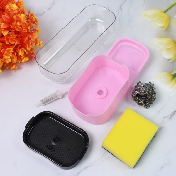 2 in 1 Plastic Dish Soap Liquid Dispenser Sponge Holder (1 Set)