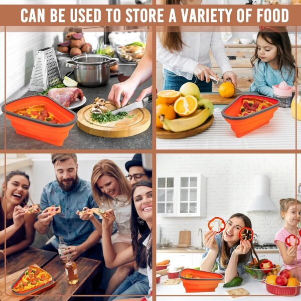 Reusable Expandable Pizza Storage Container with 5 Microwavable Trays â€“ Adjustable for Home & Outdoor Use