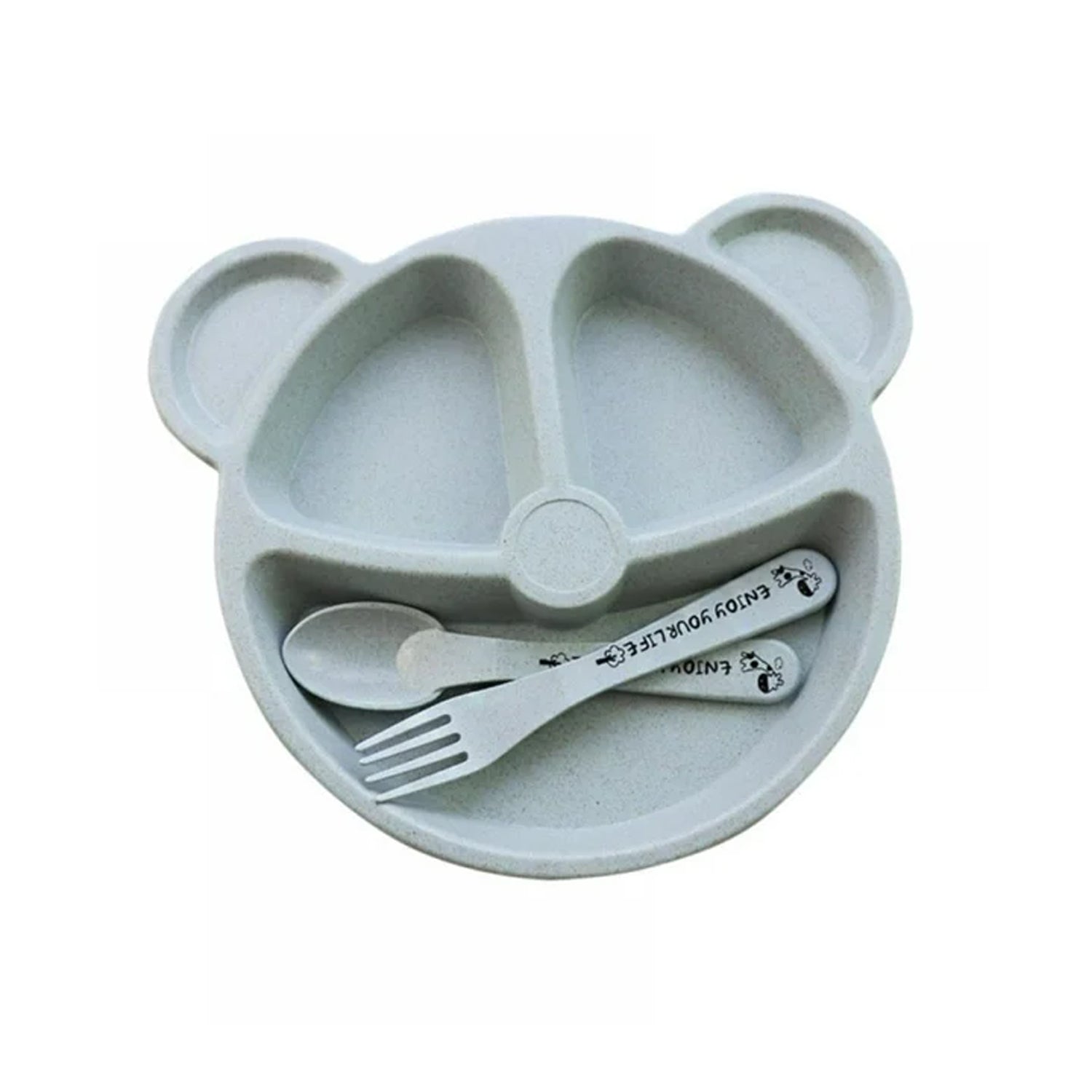 Kids 3 Compartment Food Tray / Plates With Spoon & Fork (1 Set) - Shivani Jaswal Kids 3 Compartment Food Tray / Plates With Spoon & Fork (1 Set)