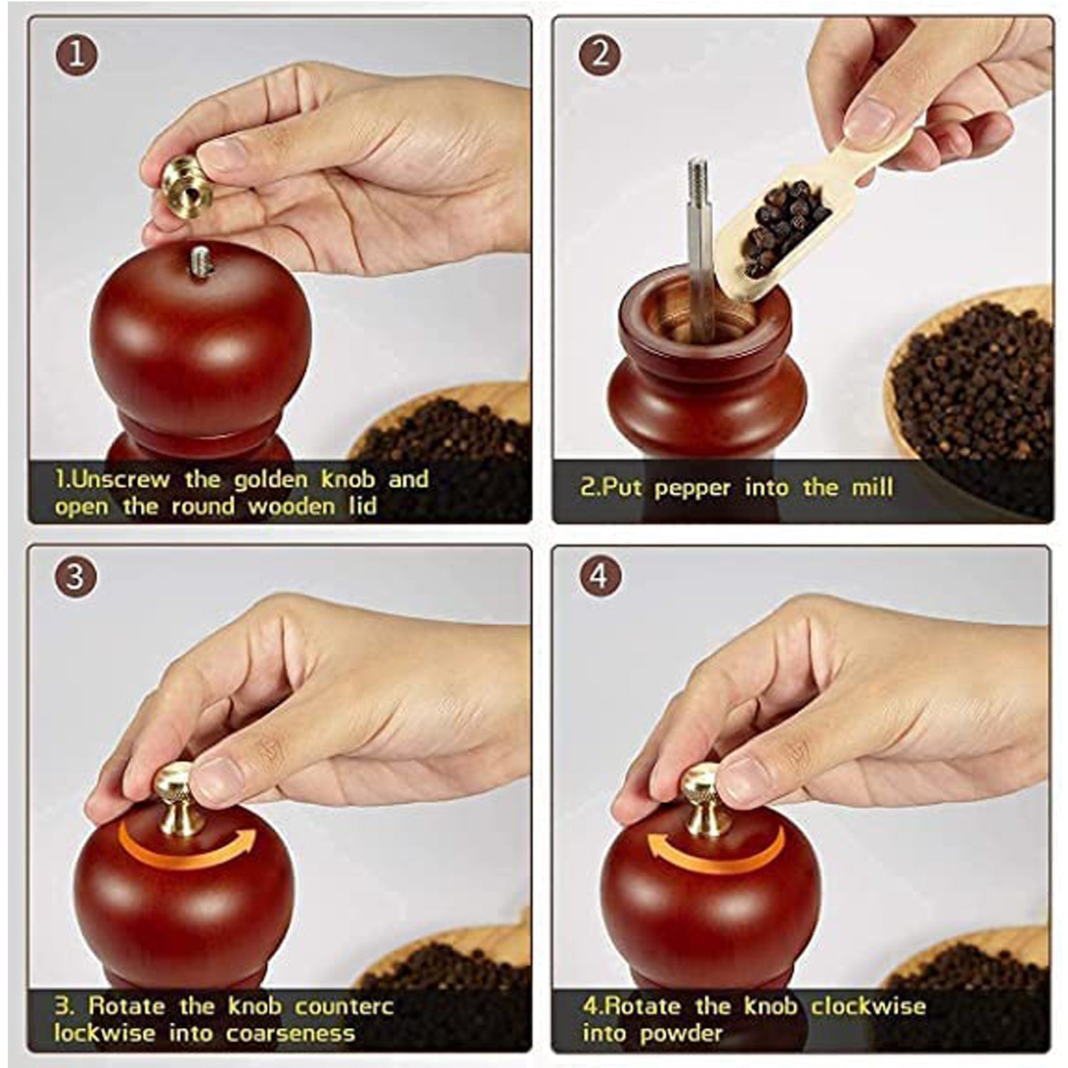 Wooden Pepper Mill 6 inch Tall - Best Pepper Grinder (1 Pc) - Shivani Jaswal Wooden Pepper Mill 6 inch Tall - Best Pepper Grinder (1 Pc)