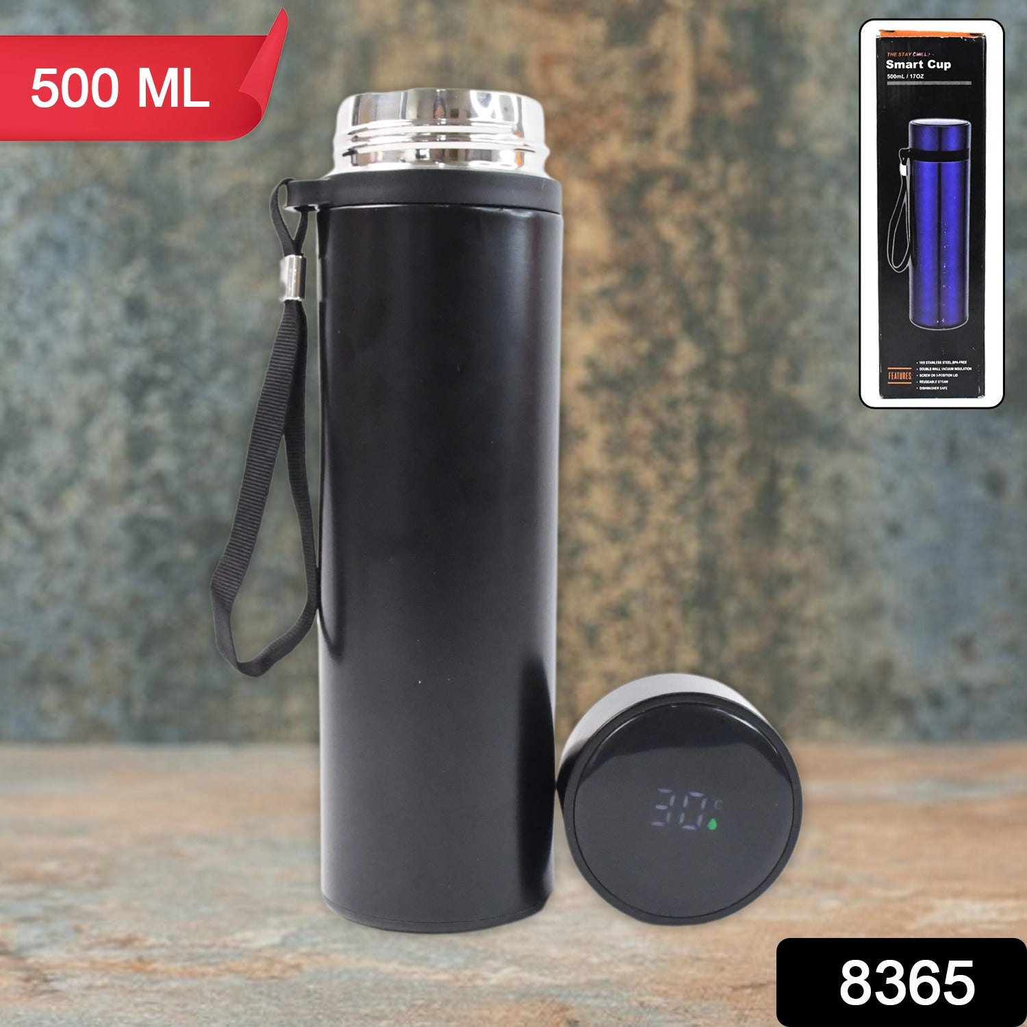 Double Wall Stainless Steel Water Bottle screen smart temperature display (500ml) - Shivani Jaswal Double Wall Stainless Steel Water Bottle screen smart temperature display (500ml)