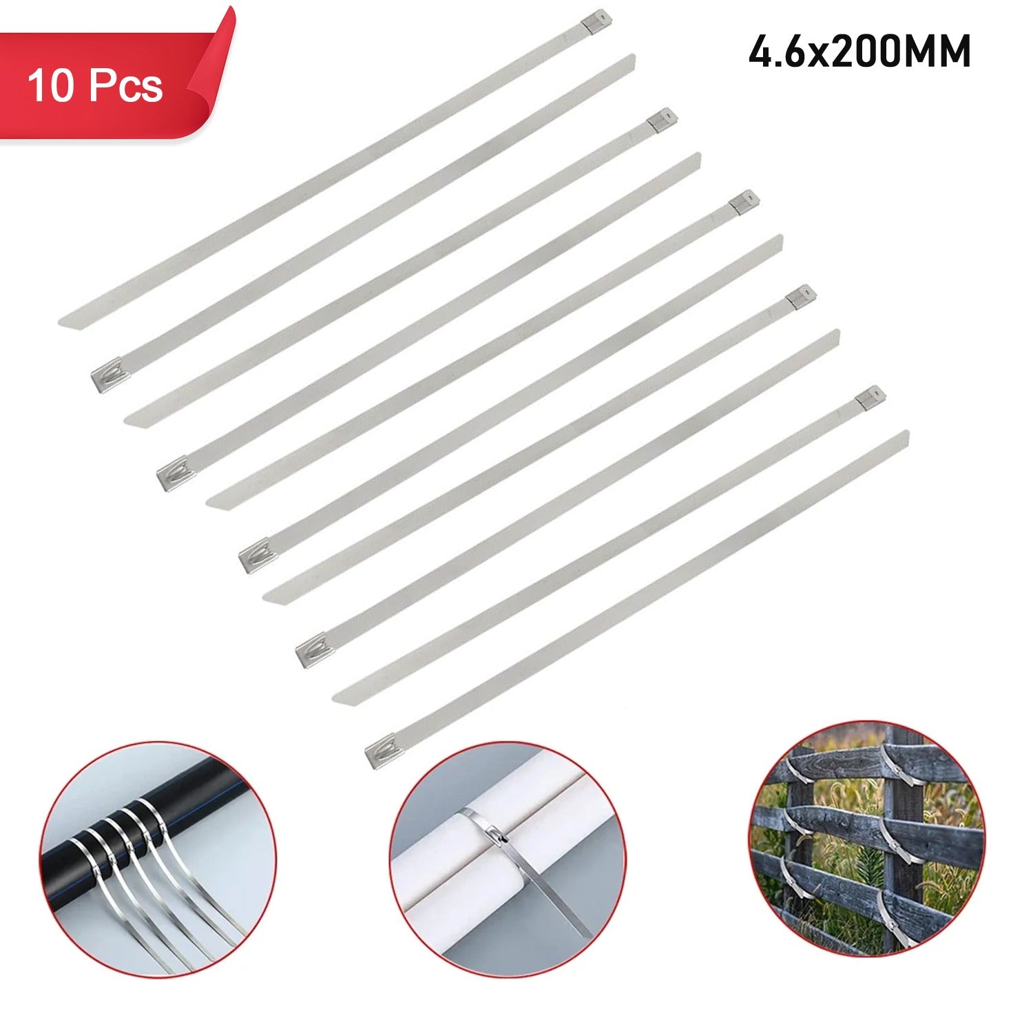 Multipurpose Stainless Steel Cable TIE (10 pcs Set / 4.6x200MM) - Shivani Jaswal Multipurpose Stainless Steel Cable TIE (10 pcs Set / 4.6x200MM)