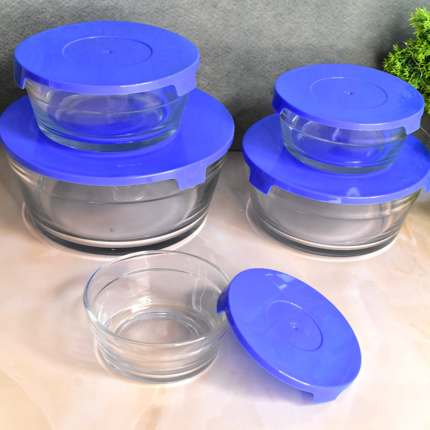 Modern Glass Bowl Set Mixing / Storage Bowls with Lids (5 Pcs Set) - Shivani Jaswal Modern Glass Bowl Set Mixing / Storage Bowls with Lids (5 Pcs Set)
