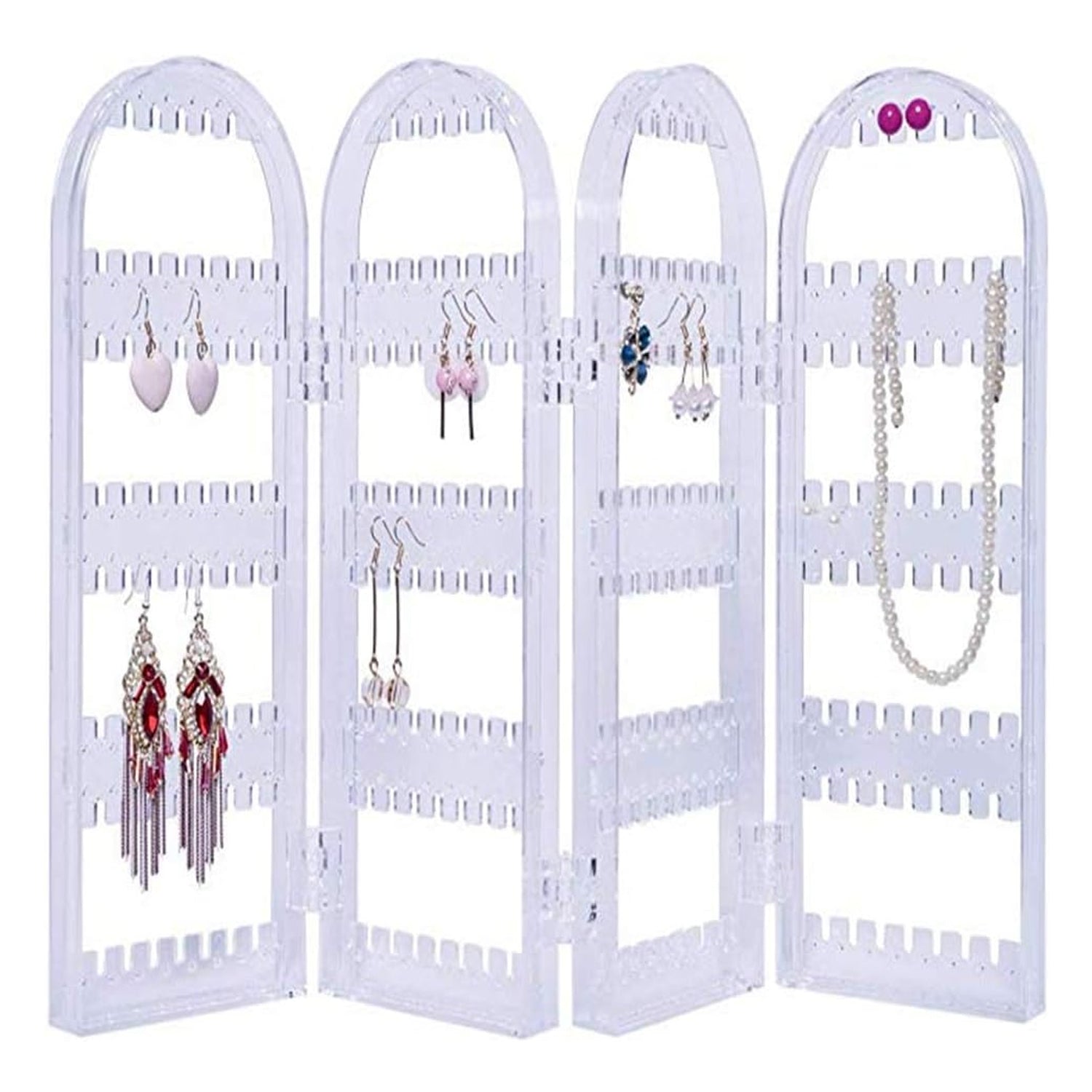 4 Folding Storage Hanger Acrylic Earring Screen Holder Display Stand Clear (1 Set) - Shivani Jaswal 4 Folding Storage Hanger Acrylic Earring Screen Holder Display Stand Clear (1 Set)
