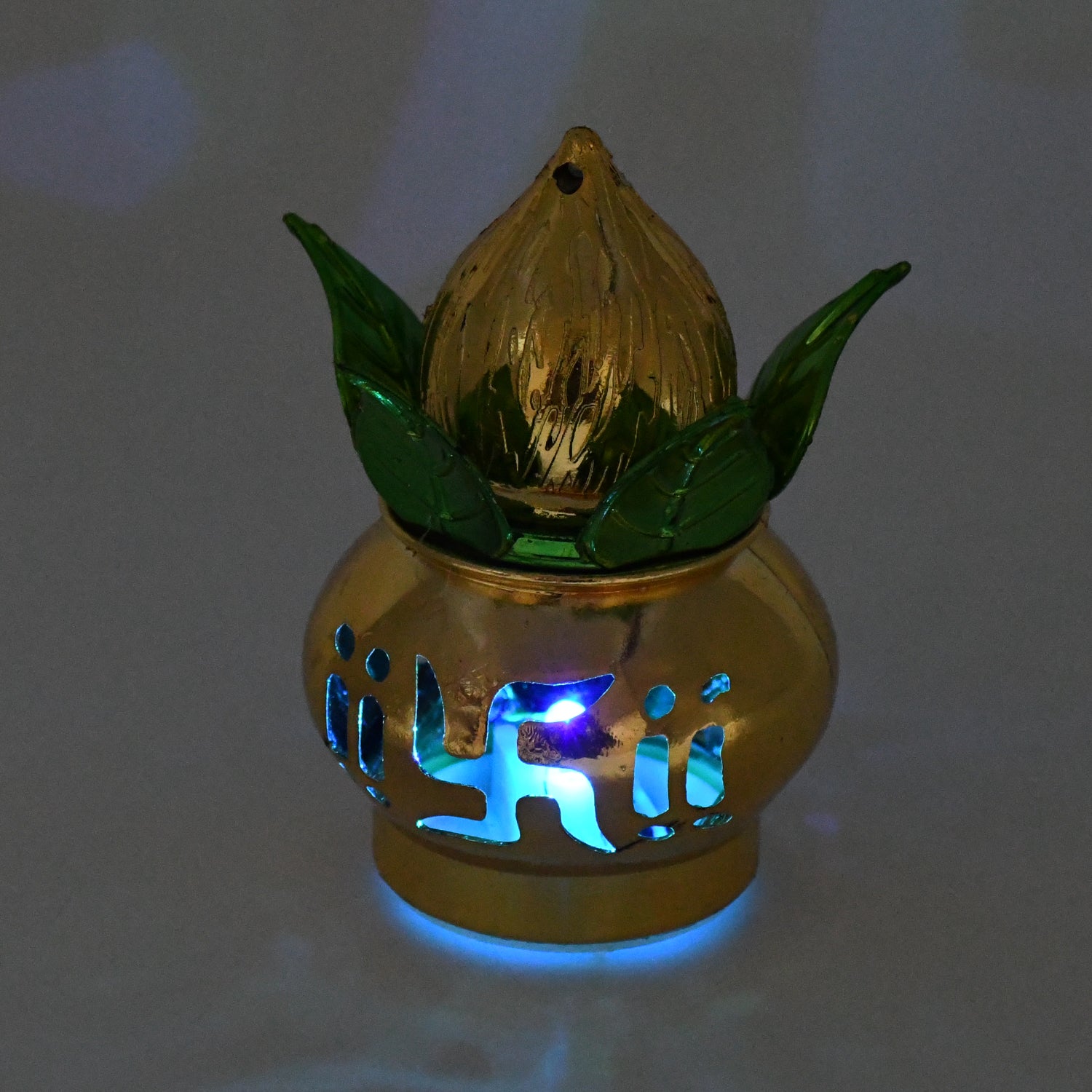 Gold Plated Eco Friendly LED Kalash for Pooja Mandir (1 pc / Multicolor LED) - Shivani Jaswal Gold Plated Eco Friendly LED Kalash for Pooja Mandir (1 pc / Multicolor LED)