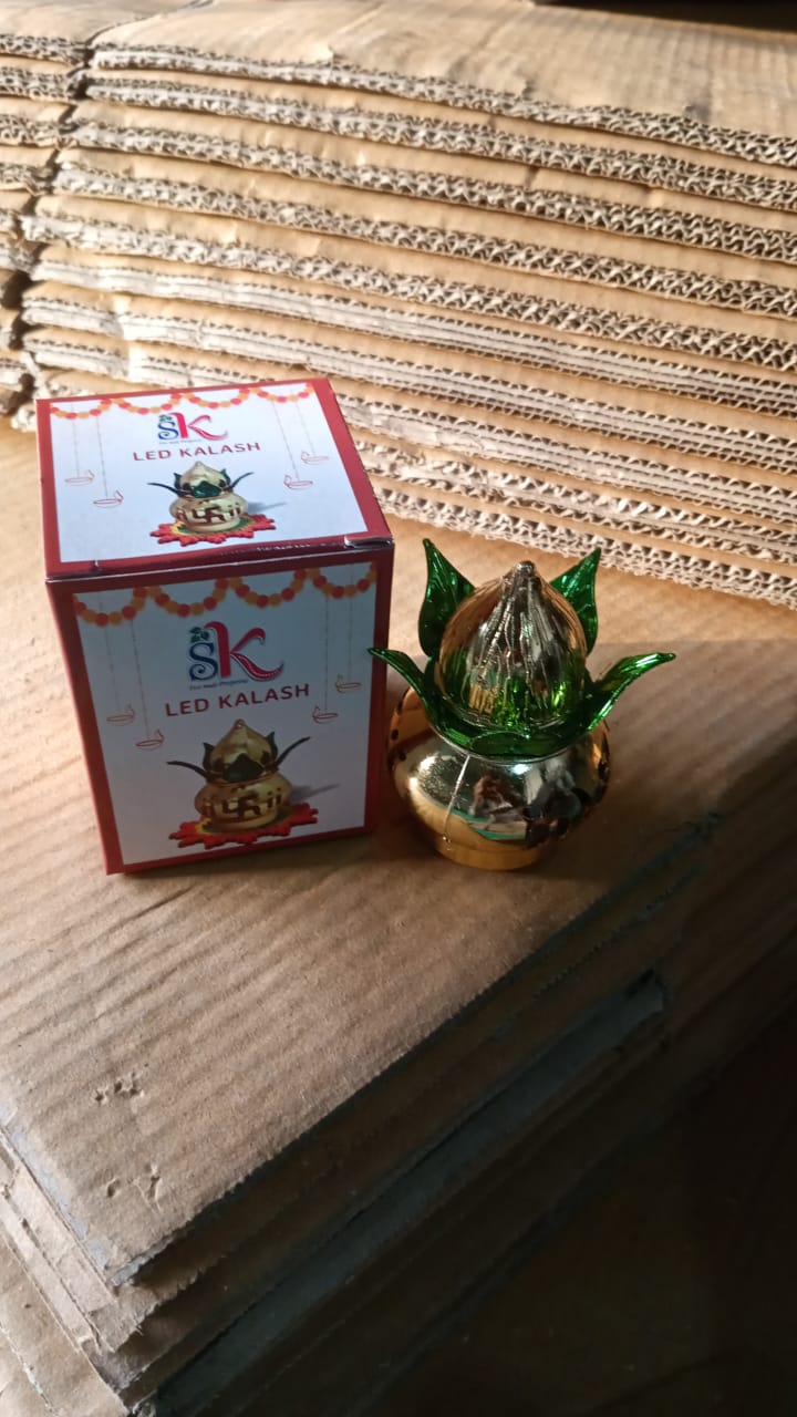 Gold Plated Eco Friendly LED Kalash for Pooja Mandir (1 pc / Multicolor LED) - Shivani Jaswal Gold Plated Eco Friendly LED Kalash for Pooja Mandir (1 pc / Multicolor LED)