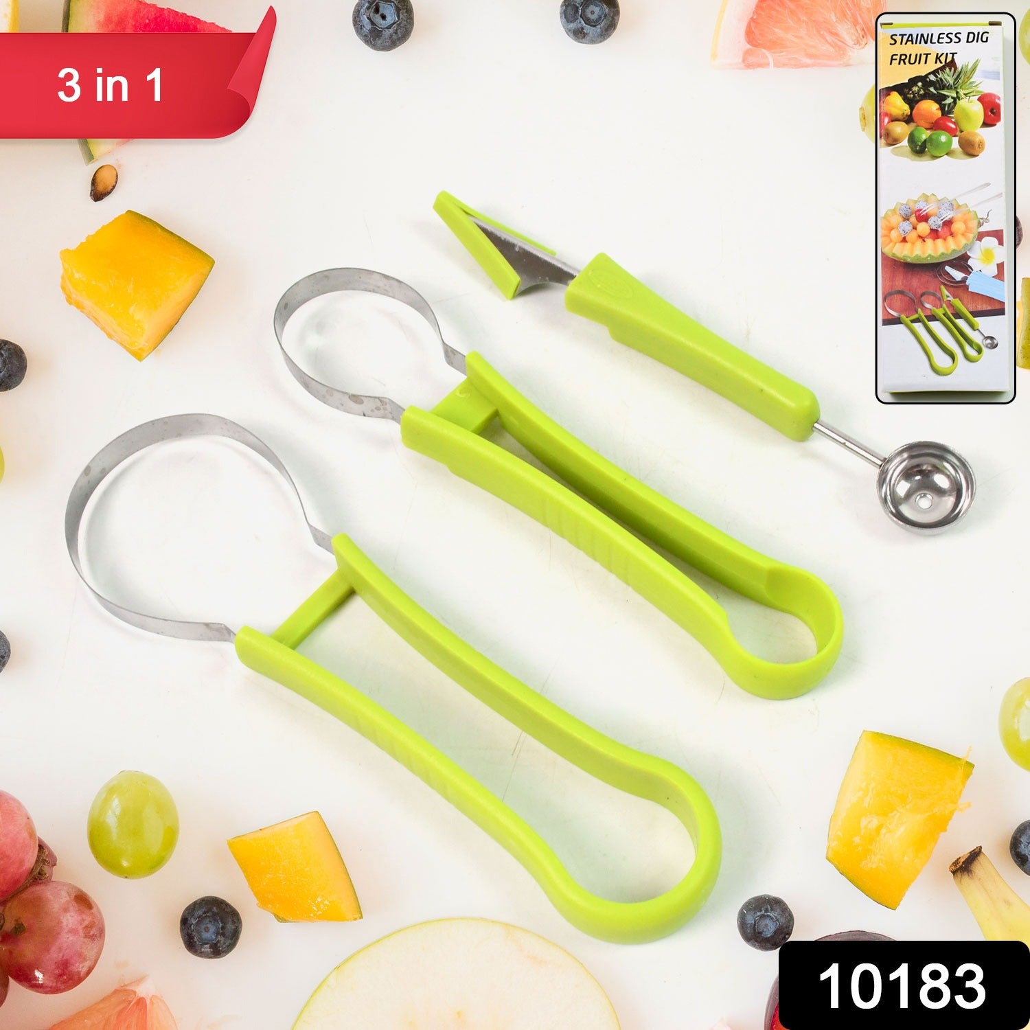 Professional 3 in 1 Stainless Steel Watermelon Cutter Fruit Carving Tools Set (1 Set) - Shivani Jaswal Professional 3 in 1 Stainless Steel Watermelon Cutter Fruit Carving Tools Set (1 Set)