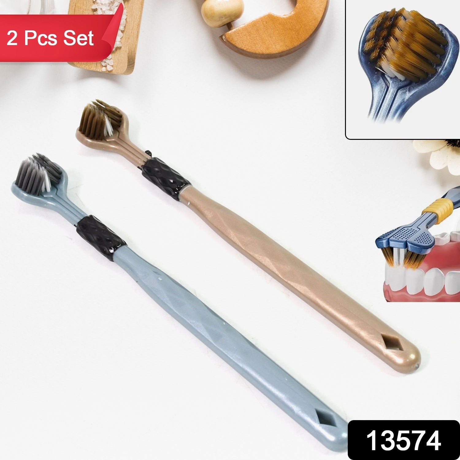 3 Sided Toothbrush, Soft Bristle Toothbrush (2 Pc Set) - Shivani Jaswal 3 Sided Toothbrush, Soft Bristle Toothbrush (2 Pc Set)