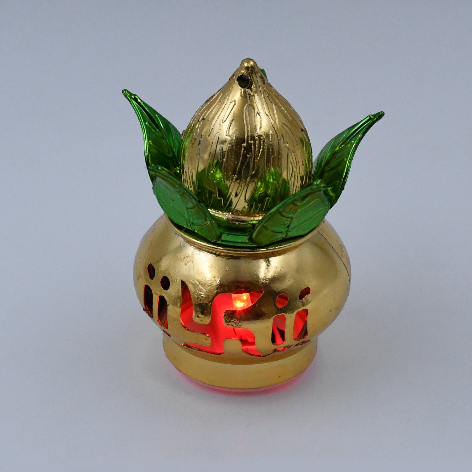 Gold Plated Eco Friendly LED Kalash for Pooja Mandir (1 pc / Multicolor LED) - Shivani Jaswal Gold Plated Eco Friendly LED Kalash for Pooja Mandir (1 pc / Multicolor LED)