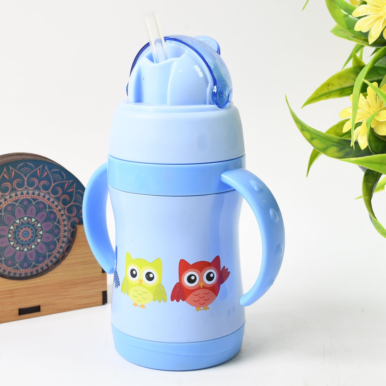 Vacuum Stainless Steel Water Bottle With Carry Handle & Straw (280 ML) - Shivani Jaswal Vacuum Stainless Steel Water Bottle With Carry Handle & Straw (280 ML)