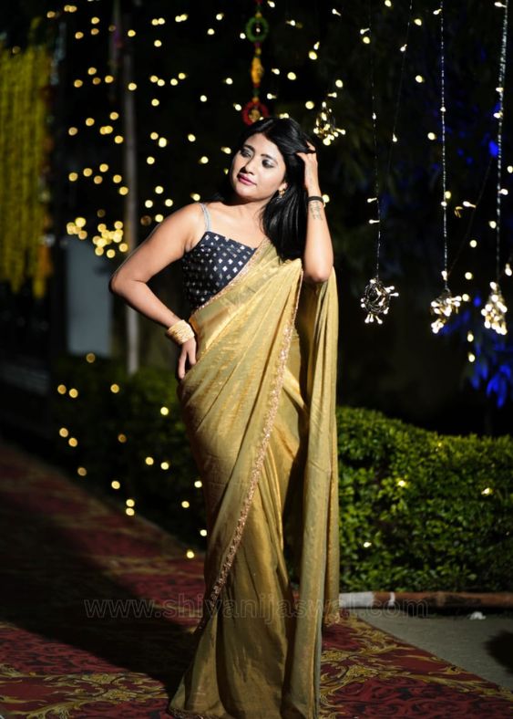 Mustard Yellow Tissue Silk Saree – Elegant Gold Border Traditional Indian Wear - Shivani Jaswal Mustard Yellow Tissue Silk Saree with Gold Border and Blouse Piece – Traditional Indian Attire