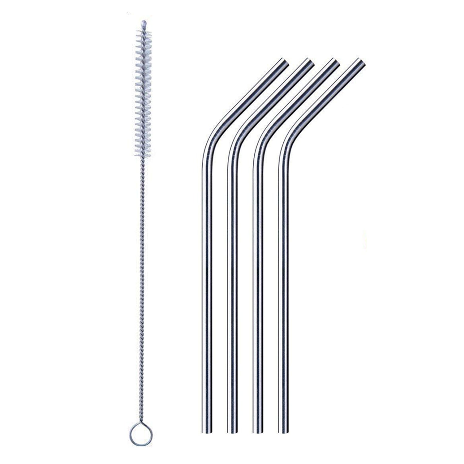 Reusable Stainless Steel Drinking Straws Bent (4 Bent Straws, 1 Brush) - Shivani Jaswal Reusable Stainless Steel Drinking Straws Bent (4 Bent Straws, 1 Brush)