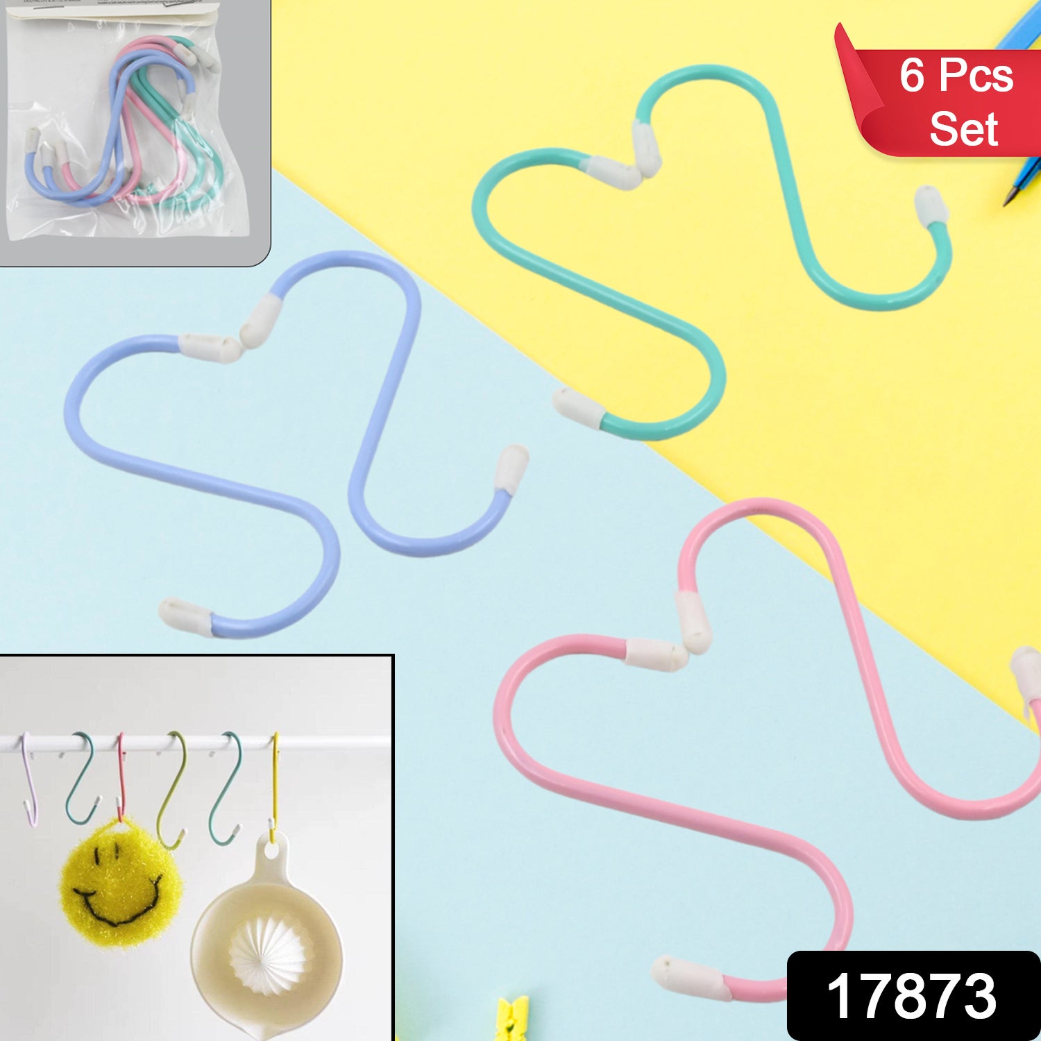 S Shape Metal Hooks for Hanging, Heavy Duty S Shaped Hooks for Hanging Clothes, Metal Hooks for Kitchen, Wardrobe, Work Shop, Bathroom, Garden, Office (6 Pcs Set) - Shivani Jaswal S Shape Metal Hooks for Hanging, Heavy Duty S Shaped Hooks for Hanging Clothes, Metal Hooks for Kitchen, Wardrobe, Work Shop, Bathroom, Garden, Office (6 Pcs Set)
