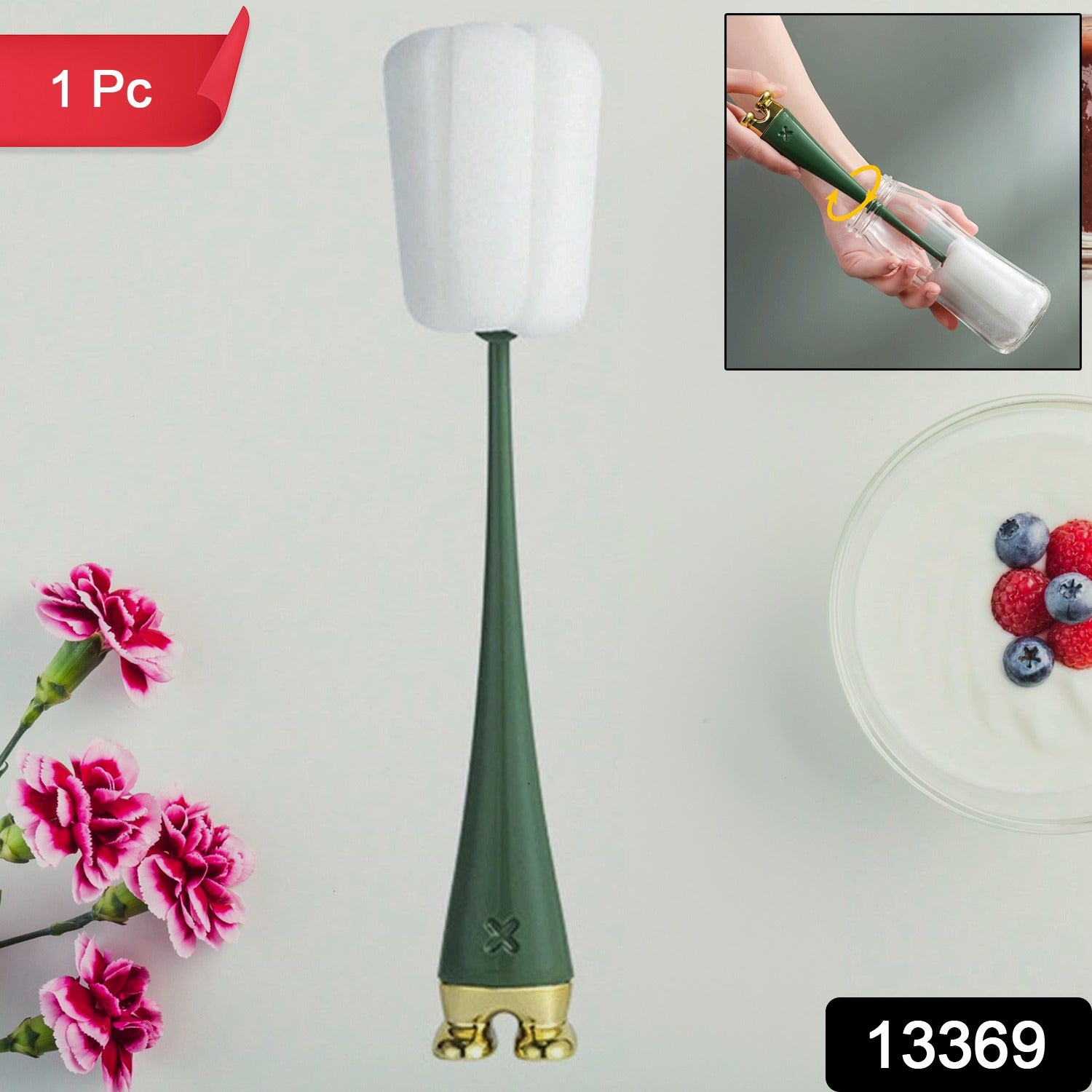 Multifunctional Silicone Bottle Cleaning Foam Brush with Plastic Long Handle (1 Pc) - Shivani Jaswal Multifunctional Silicone Bottle Cleaning Foam Brush with Plastic Long Handle (1 Pc)