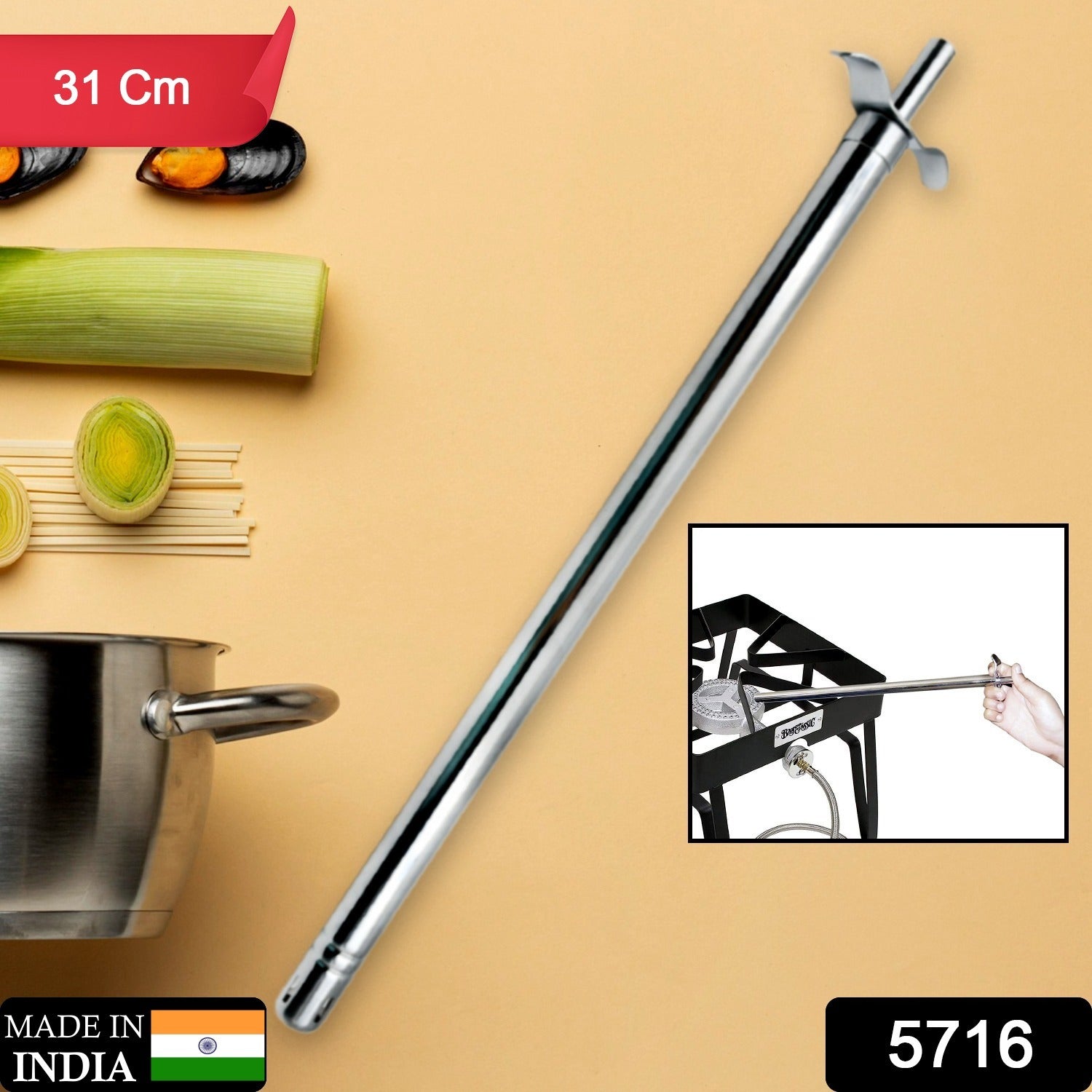 Stainless Steel Gas Lighter - Long Spark for Kitchen Stoves & Restaurants (31 Cm / 1 Pc) - Shivani Jaswal Stainless Steel Gas Lighter - Long Spark for Kitchen Stoves & Restaurants (31 Cm / 1 Pc)