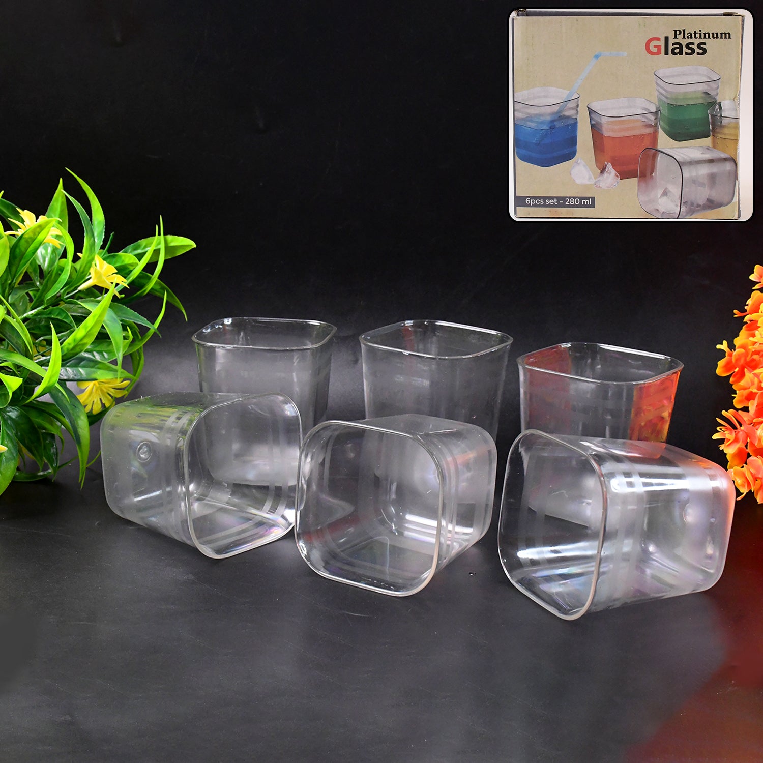 6pc Transparent Diamond Medium Serving Glass Set, Glass Set for Water, Juice etc - Shivani Jaswal 6pc Transparent Diamond Medium Serving Glass Set, Glass Set for Water, Juice etc