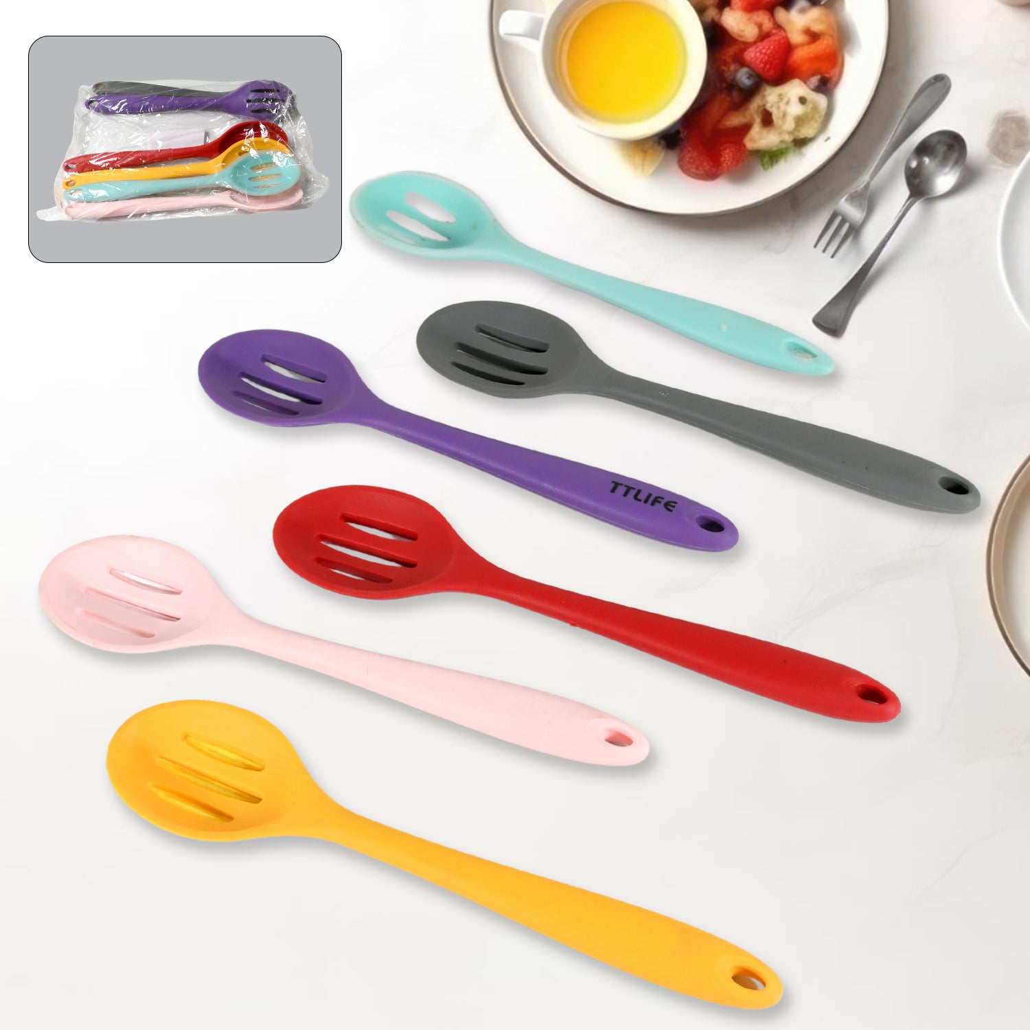 Multipurpose Silicone Spoon, Silicone Basting Spoon Non-Stick Kitchen Utensils Household Gadgets Heat-Resistant Non Stick Spoons Kitchen Cookware Items For Cooking and Baking (6 Pcs Set) - Shivani Jaswal Multipurpose Silicone Spoon, Silicone Basting Spoon Non-Stick Kitchen Utensils Household Gadgets Heat-Resistant Non Stick Spoons Kitchen Cookware Items For Cooking and Baking (6 Pcs Set)