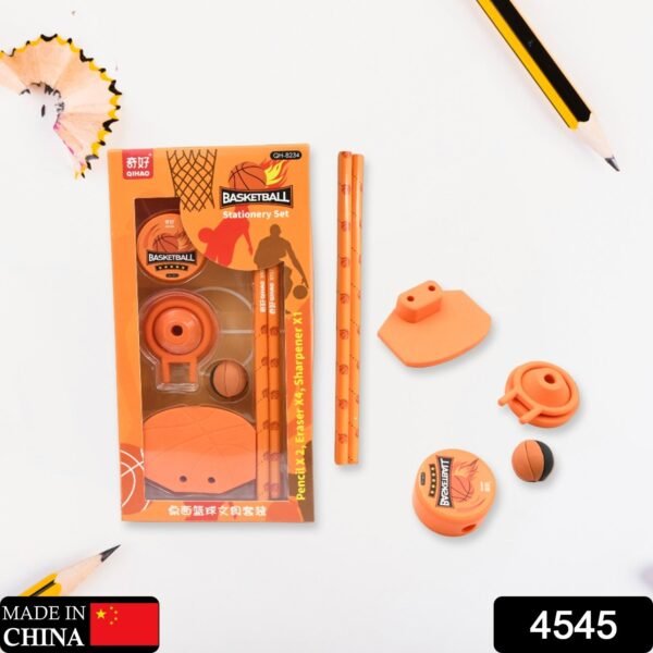 Football & Basketball Stationery Kit â€“ Pencil, Sharpener & Eraser for Kids (Birthday Gift)