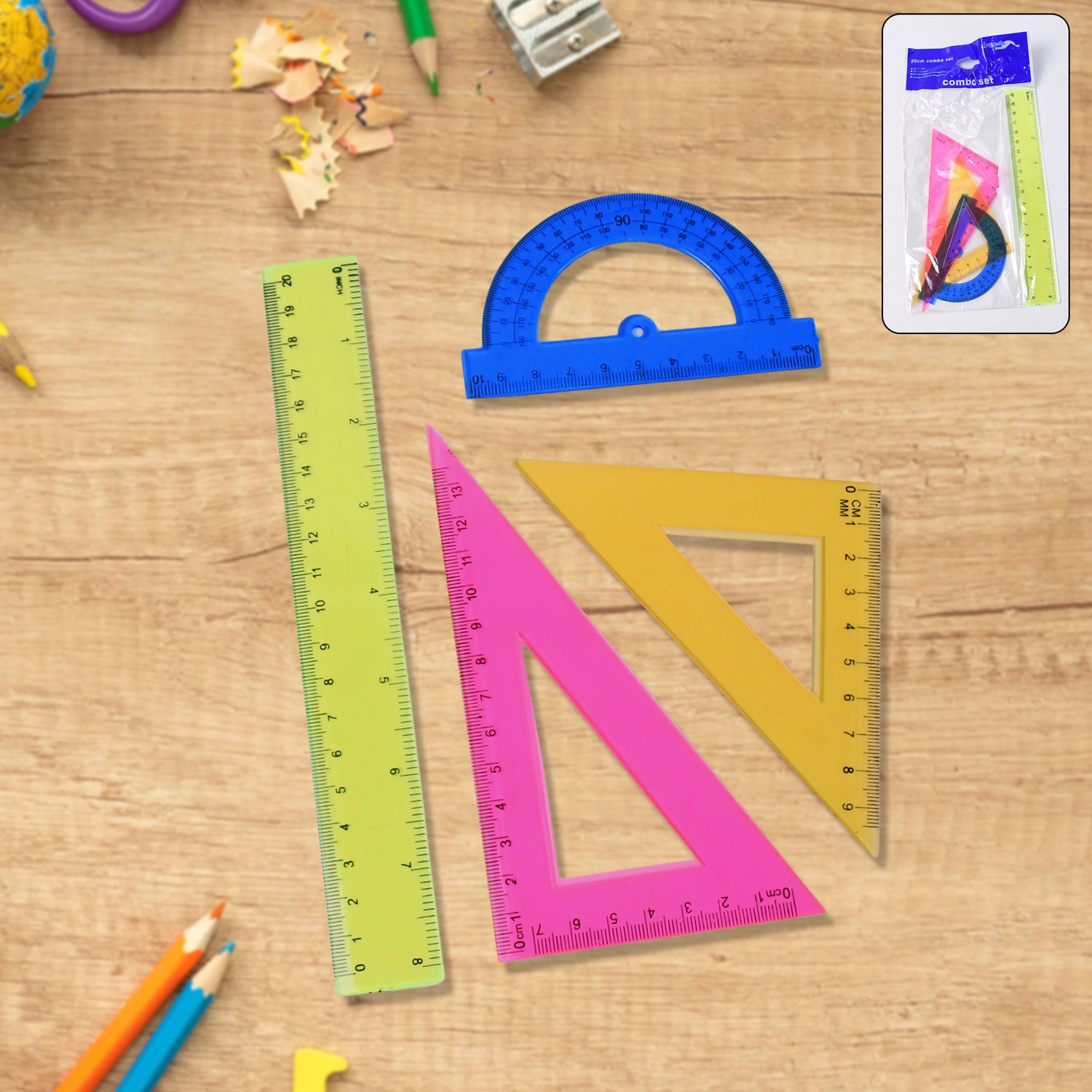 4-Piece Geometry Set, Triangle Ruler Protractor Straight Ruler - Shivani Jaswal 4-Piece Geometry Set, Triangle Ruler Protractor Straight Ruler