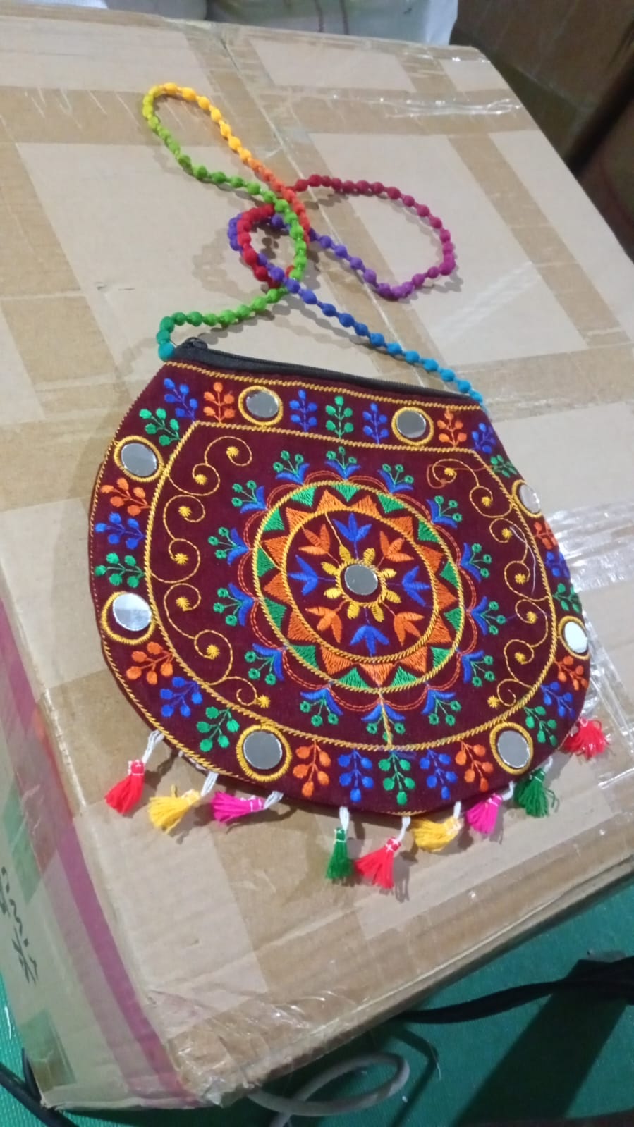 Handcrafted Cotton Embroidered Shoulder Bag / Purse for Girls & women (1 Pc / 9 Inch / Mix Desing) - Shivani Jaswal Handcrafted Cotton Embroidered Shoulder Bag / Purse for Girls & women (1 Pc / 9 Inch / Mix Desing)