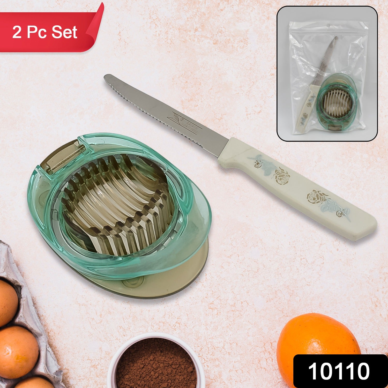Stainless Steel, Egg Slicer & Knife (2 Pc Set) - Shivani Jaswal Stainless Steel, Egg Slicer & Knife (2 Pc Set)