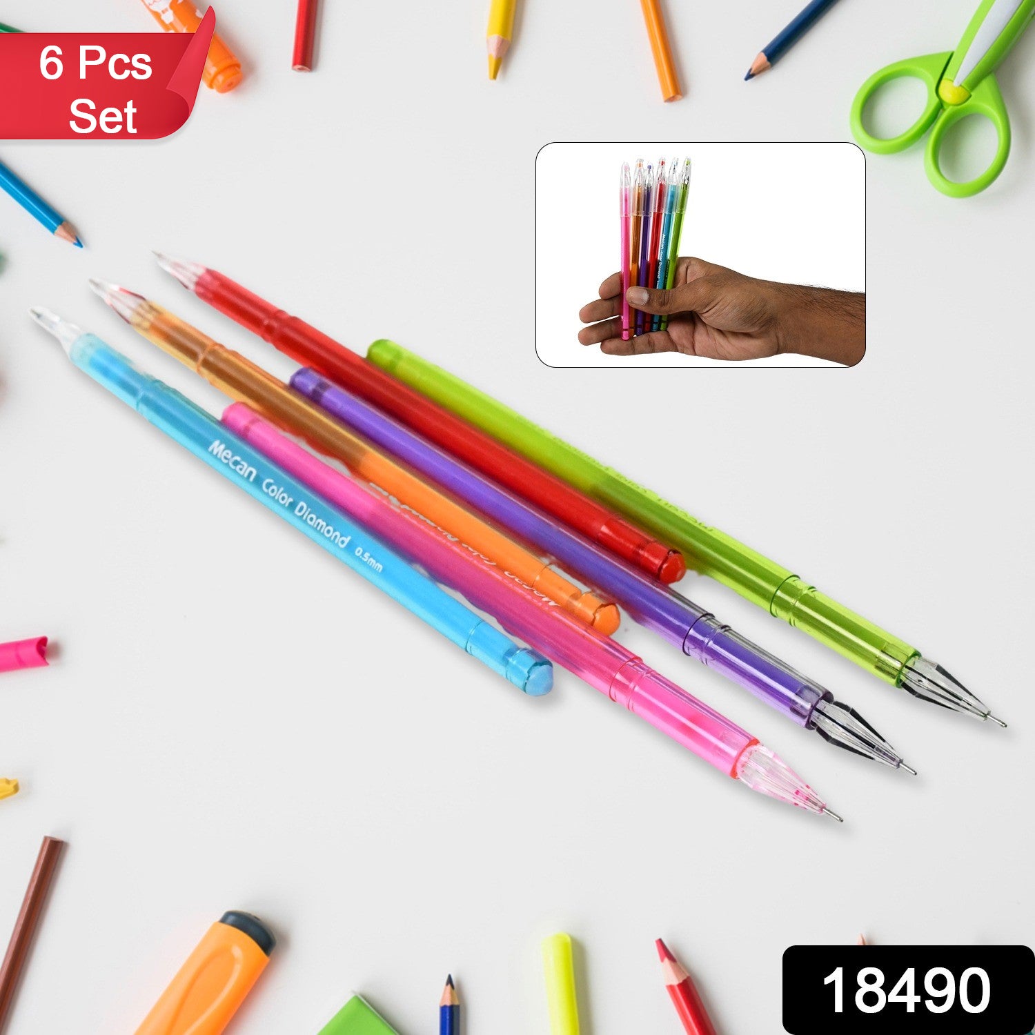 Multi Colour Gel Pen Set, Set of 6 Colours (6 Pcs Set) - Shivani Jaswal Multi Colour Gel Pen Set, Set of 6 Colours (6 Pcs Set)