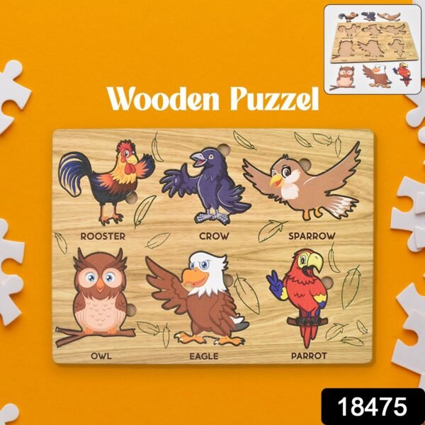 Wooden Bird Puzzle Learning Educational Board (1 Set / 28Ã—20 Cm)
