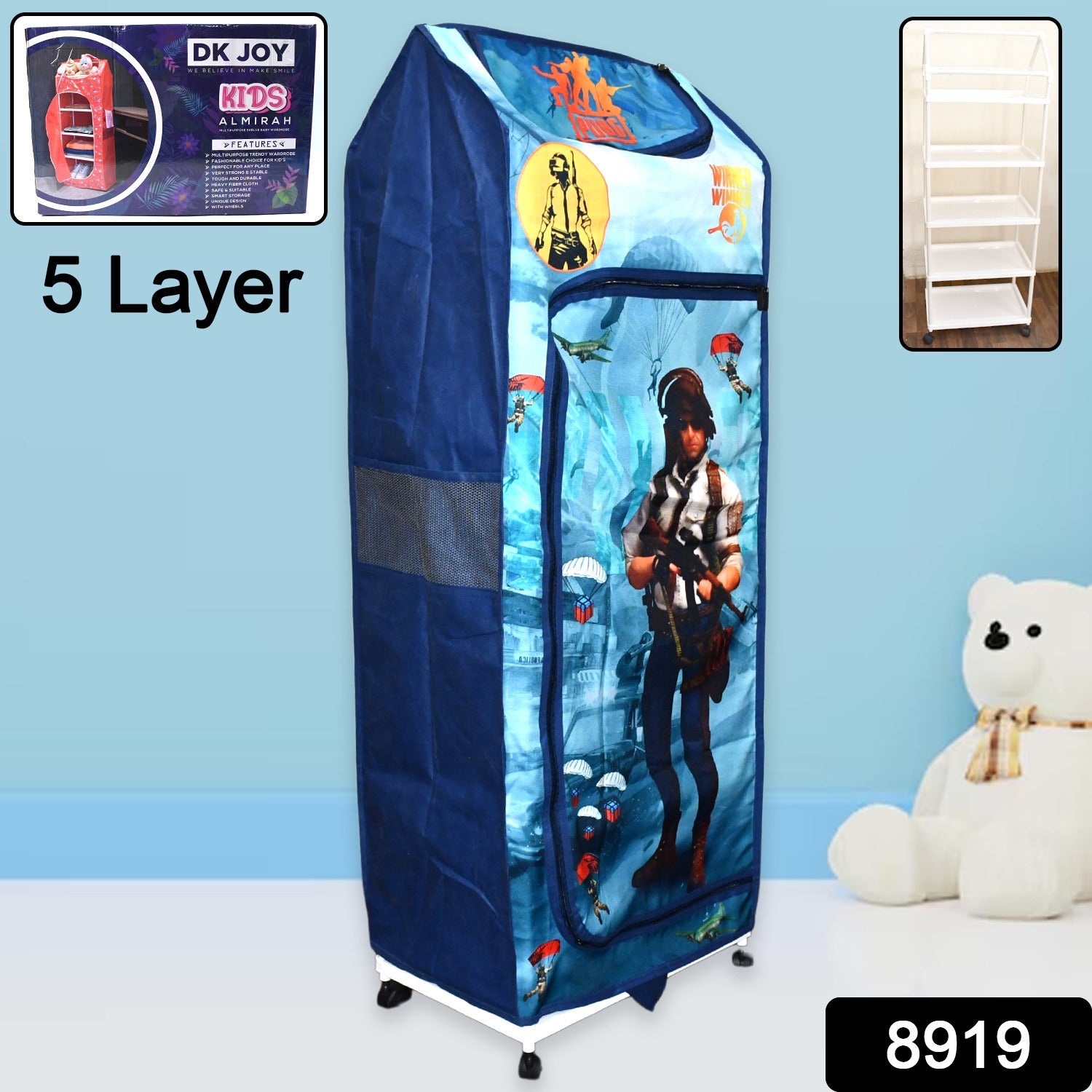 Multi Purpose Foldable Baby Wardrobe / Toy Box 5 Shelves Cartoon Printed - Shivani Jaswal Multi Purpose Foldable Baby Wardrobe / Toy Box 5 Shelves Cartoon Printed