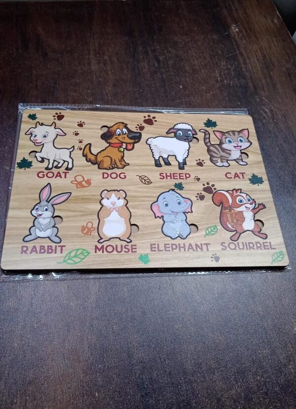 Wooden Animal Puzzle Learning Educational Board (1 Set / 28Ã—20 Cm)