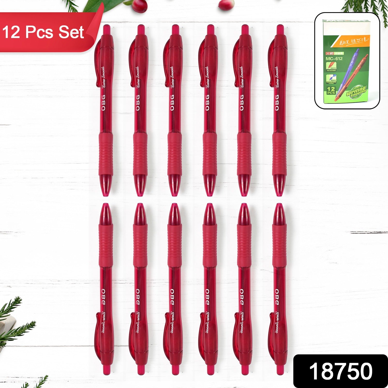 Red Colour Gel Pen Set, Set of 12 Pcs - Shivani Jaswal Red Colour Gel Pen Set, Set of 12 Pcs