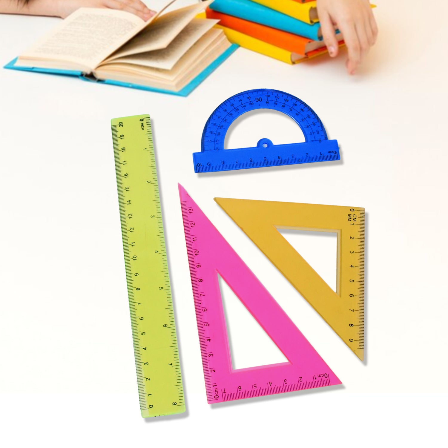 4-Piece Geometry Set, Triangle Ruler Protractor Straight Ruler - Shivani Jaswal 4-Piece Geometry Set, Triangle Ruler Protractor Straight Ruler