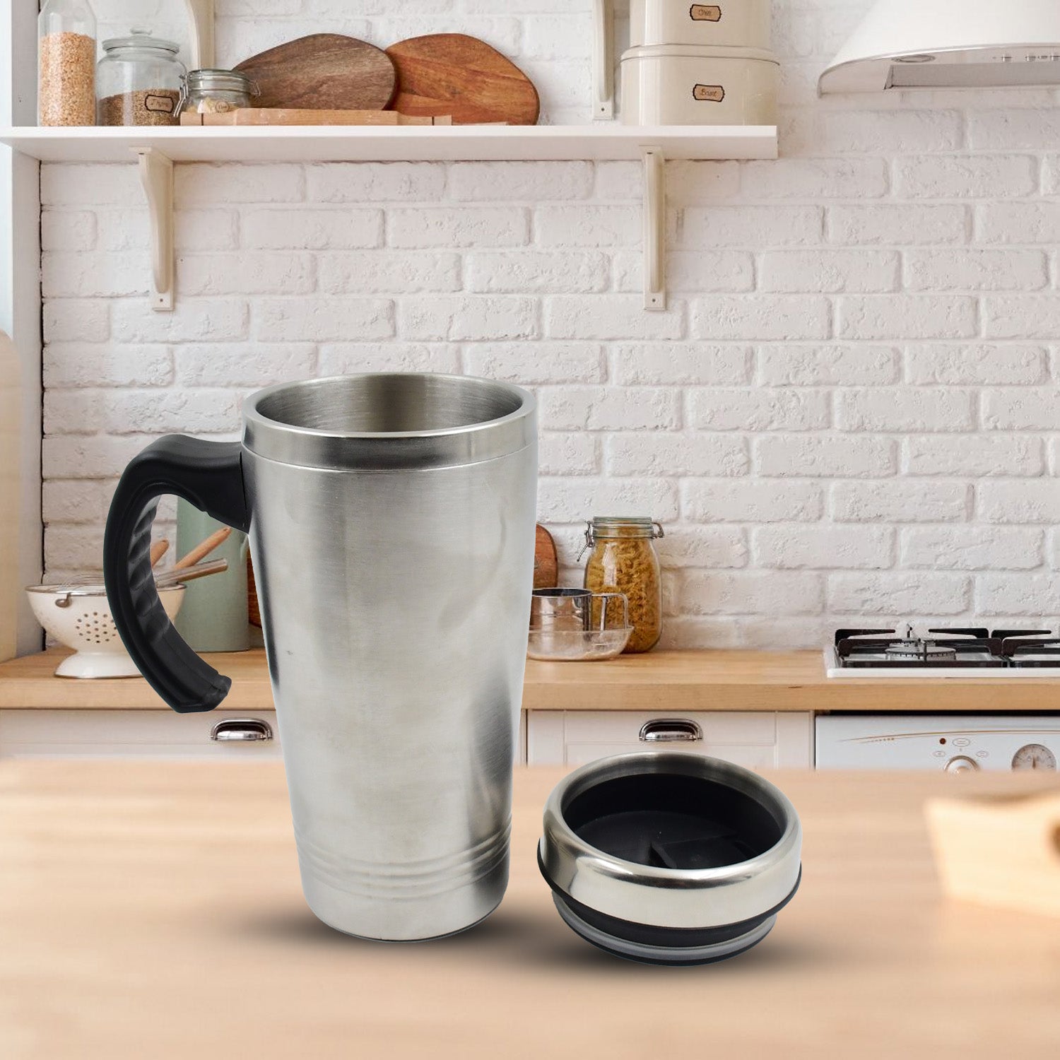 Stainless Steel Coffee Mug (1 Pc / With lid & Handle) - Shivani Jaswal Stainless Steel Coffee Mug (1 Pc / With lid & Handle)