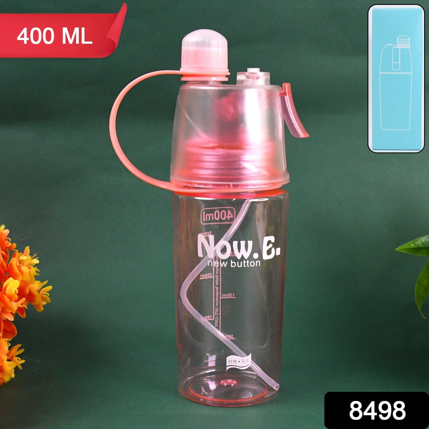 Plastic 2 In 1 Mist Spray Water Bottle (Multicolor / 400 ML / 1 Pc) - Shivani Jaswal Plastic 2 In 1 Mist Spray Water Bottle (Multicolor / 400 ML / 1 Pc)
