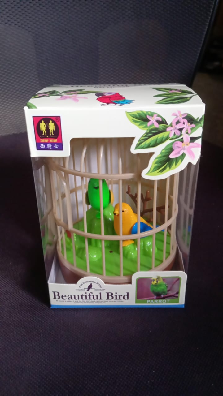 Sound Activated Chirping Bird in Hanging Cage, Beautiful Pinjra Bird Toy (1 Pc / Battery Not Operated) - Shivani Jaswal Sound Activated Chirping Bird in Hanging Cage, Beautiful Pinjra Bird Toy (1 Pc / Battery Not Operated)