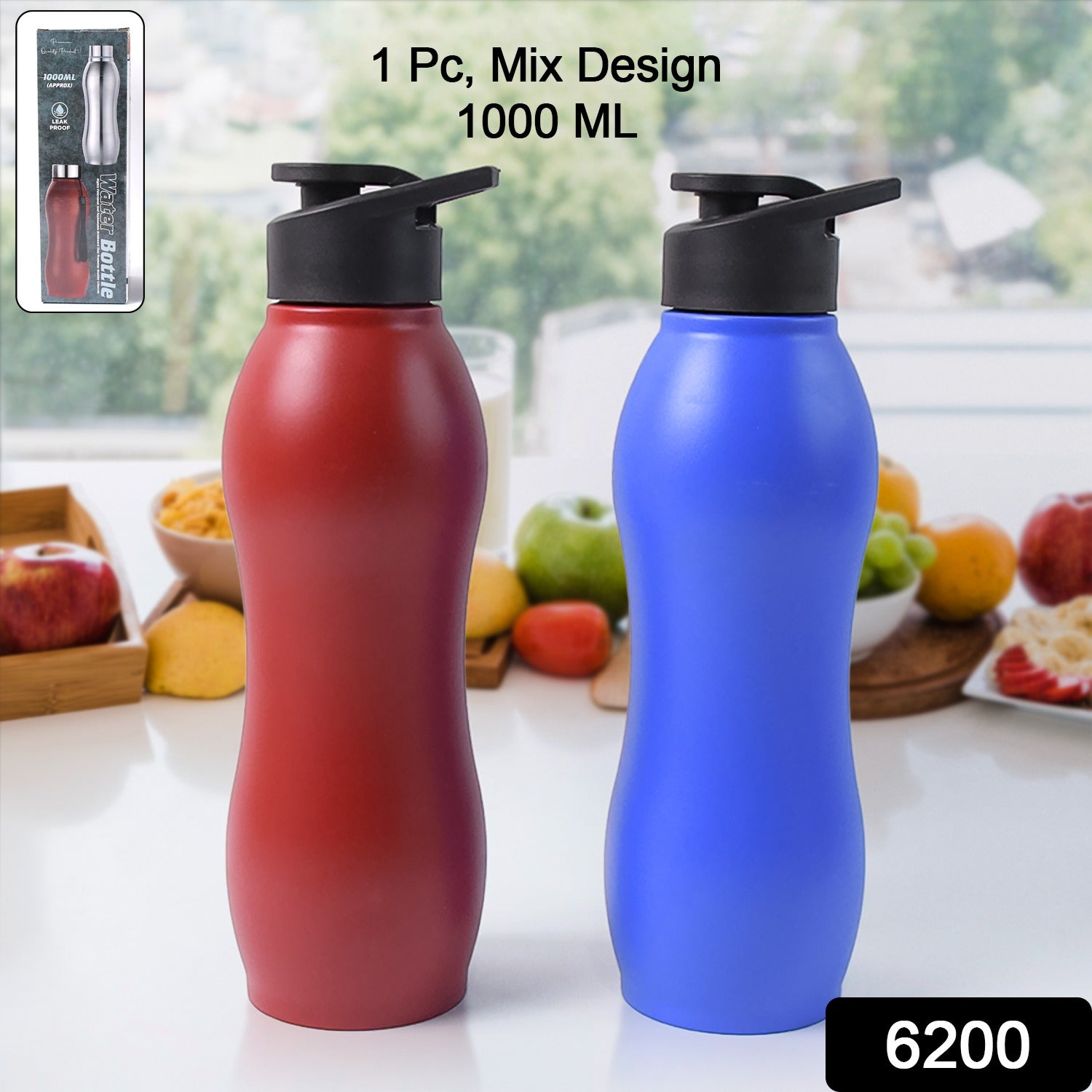 Stainless Steel Water Bottle (1000ML / Mix Colour / 1 Pc / Matte) - Shivani Jaswal Stainless Steel Water Bottle (1000ML / Mix Colour / 1 Pc / Matte)