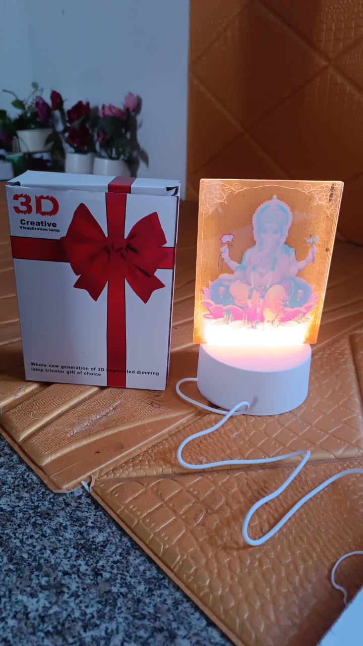 Beautiful 3D Lord Ganesh Frame with soft white light (1 Pc) - Shivani Jaswal Beautiful 3D Lord Ganesh Frame with soft white light (1 Pc)