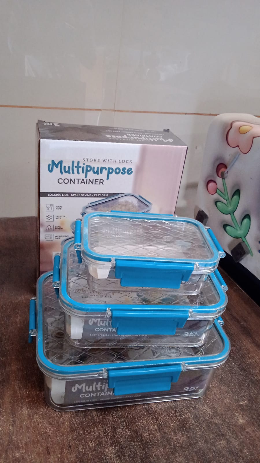 Multipurpose Plastic Containers / Lunch Boxes (3 Pcs Set / 1500, 750, 350 ML Approx) - Shivani Jaswal Multipurpose Plastic Containers / Lunch Boxes (3 Pcs Set / 1500, 750, 350 ML Approx)