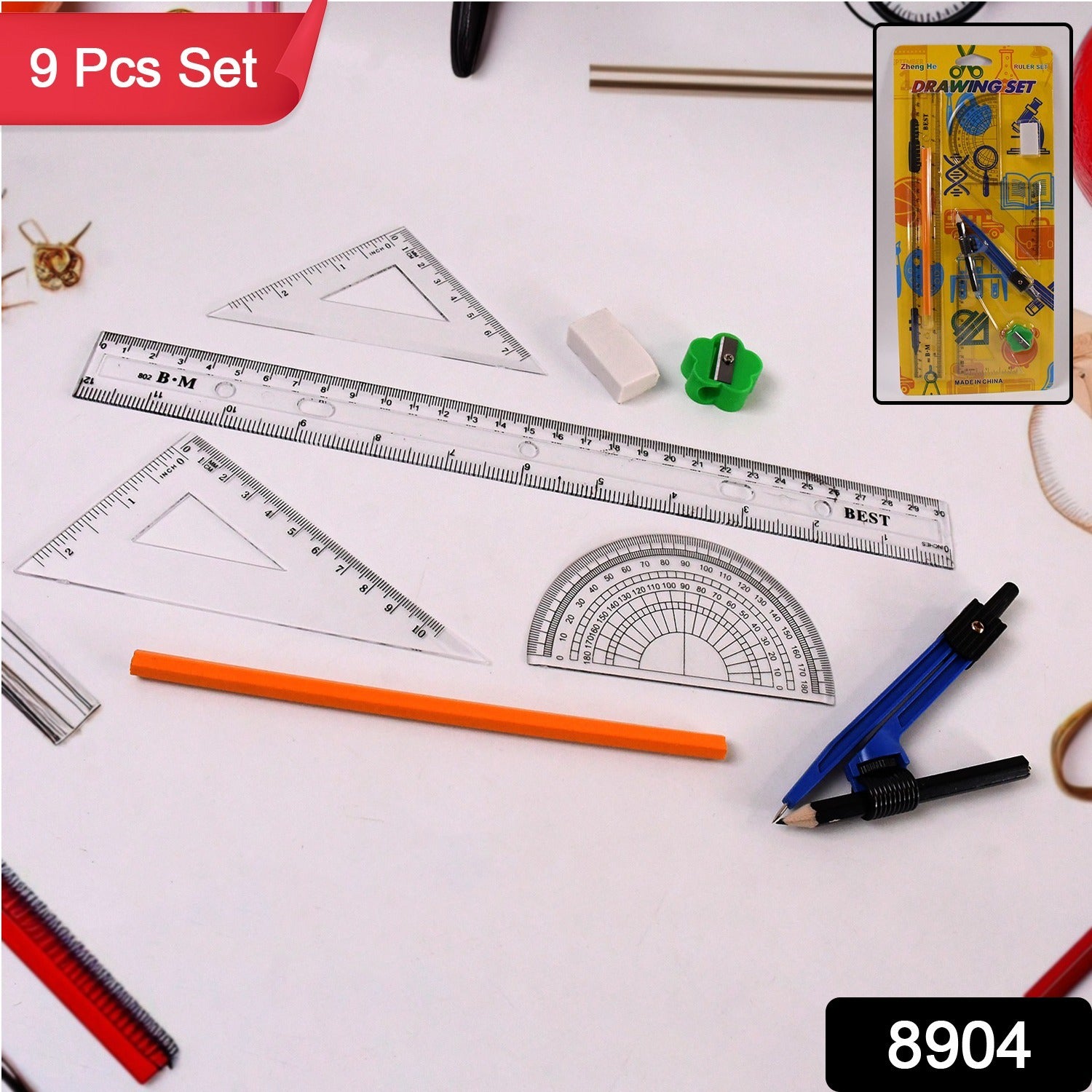 9 in 1 Stationery Set for School Student Office, Draft Rulers - Shivani Jaswal 9 in 1 Stationery Set for School Student Office, Draft Rulers