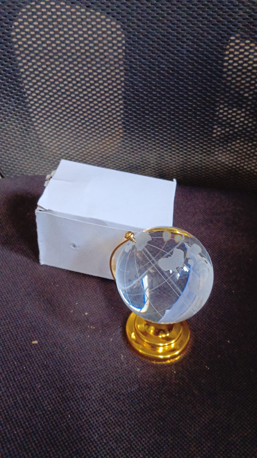 Crystal Globe / World Map 50 mm with Golden Stand (1 Pc) - Shivani Jaswal Crystal Globe / World Map 50 mm with Golden Stand (1 Pc)