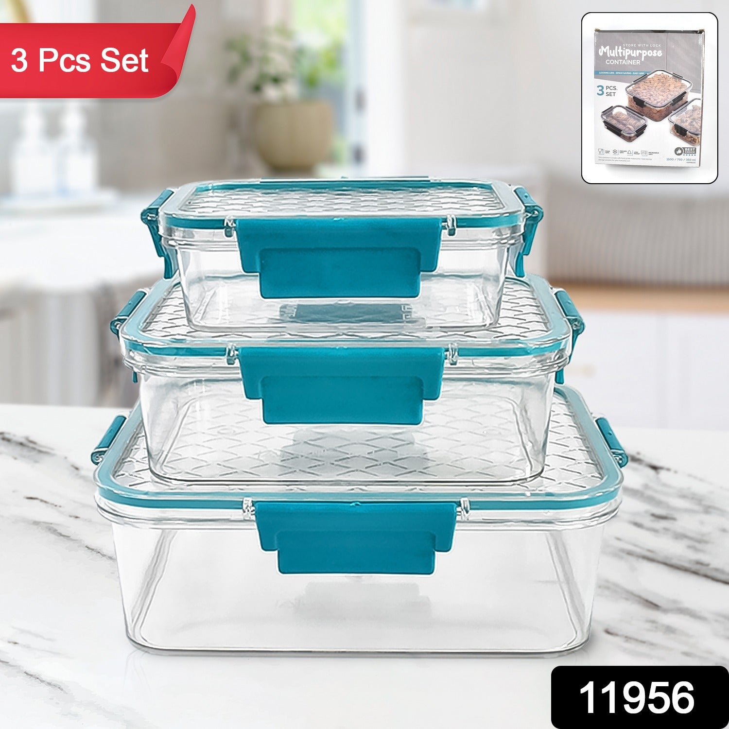 Multipurpose Plastic Containers / Lunch Boxes (3 Pcs Set / 1500, 750, 350 ML Approx) - Shivani Jaswal Multipurpose Plastic Containers / Lunch Boxes (3 Pcs Set / 1500, 750, 350 ML Approx)