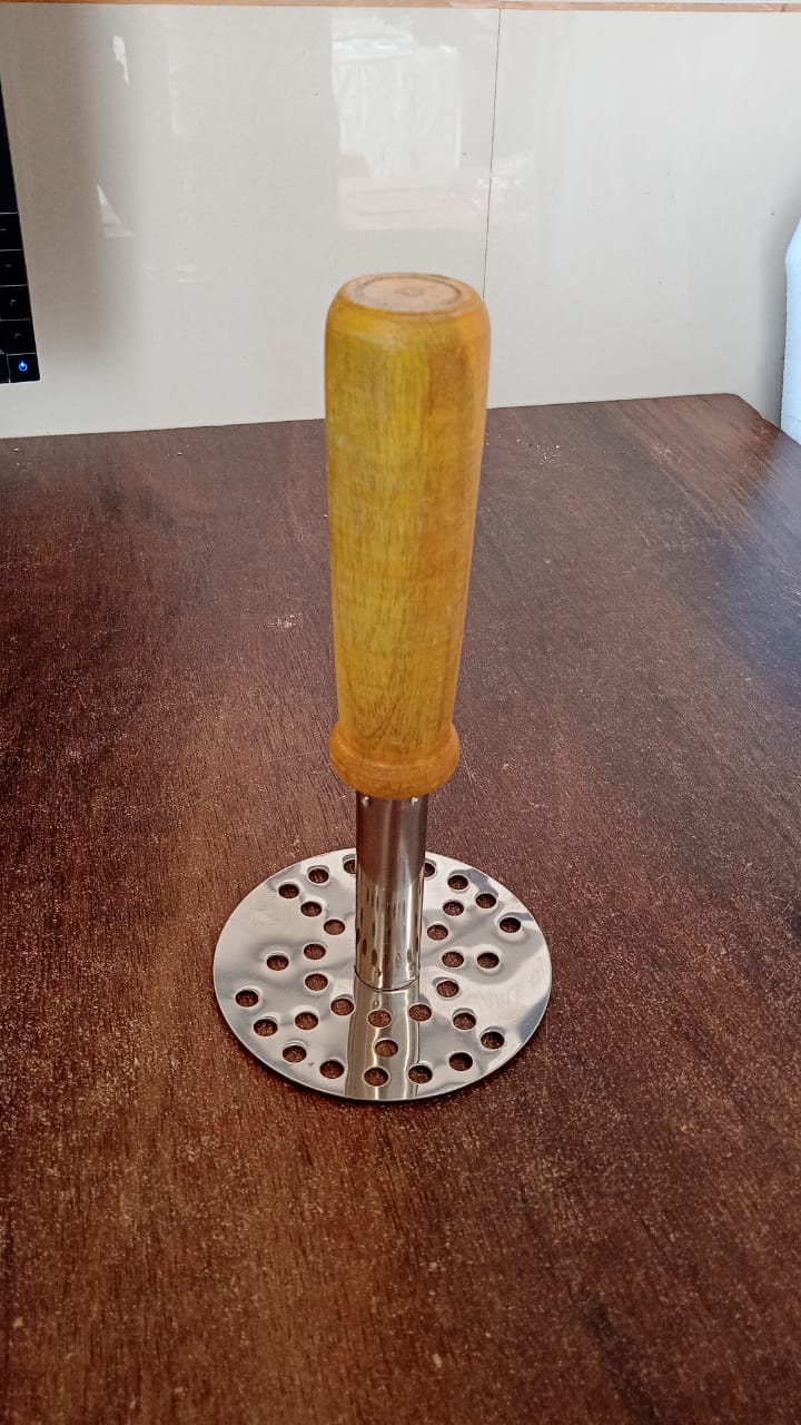 High Grade Stainless Steel Potato Masher Paubhaji / Pav Bhaji Masher with Wooden handle (1 Pc) - Shivani Jaswal High Grade Stainless Steel Potato Masher Paubhaji / Pav Bhaji Masher with Wooden handle (1 Pc)