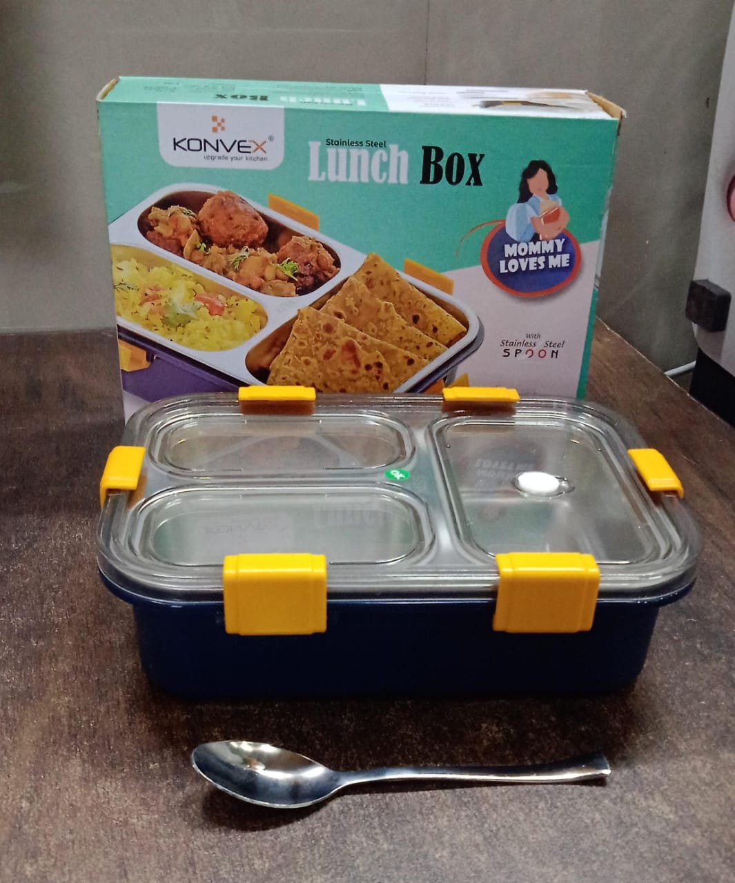 3 Compartment Transparent Stainless Steel Lunch Box for Kids - Shivani Jaswal 3 Compartment Transparent Stainless Steel Lunch Box for Kids