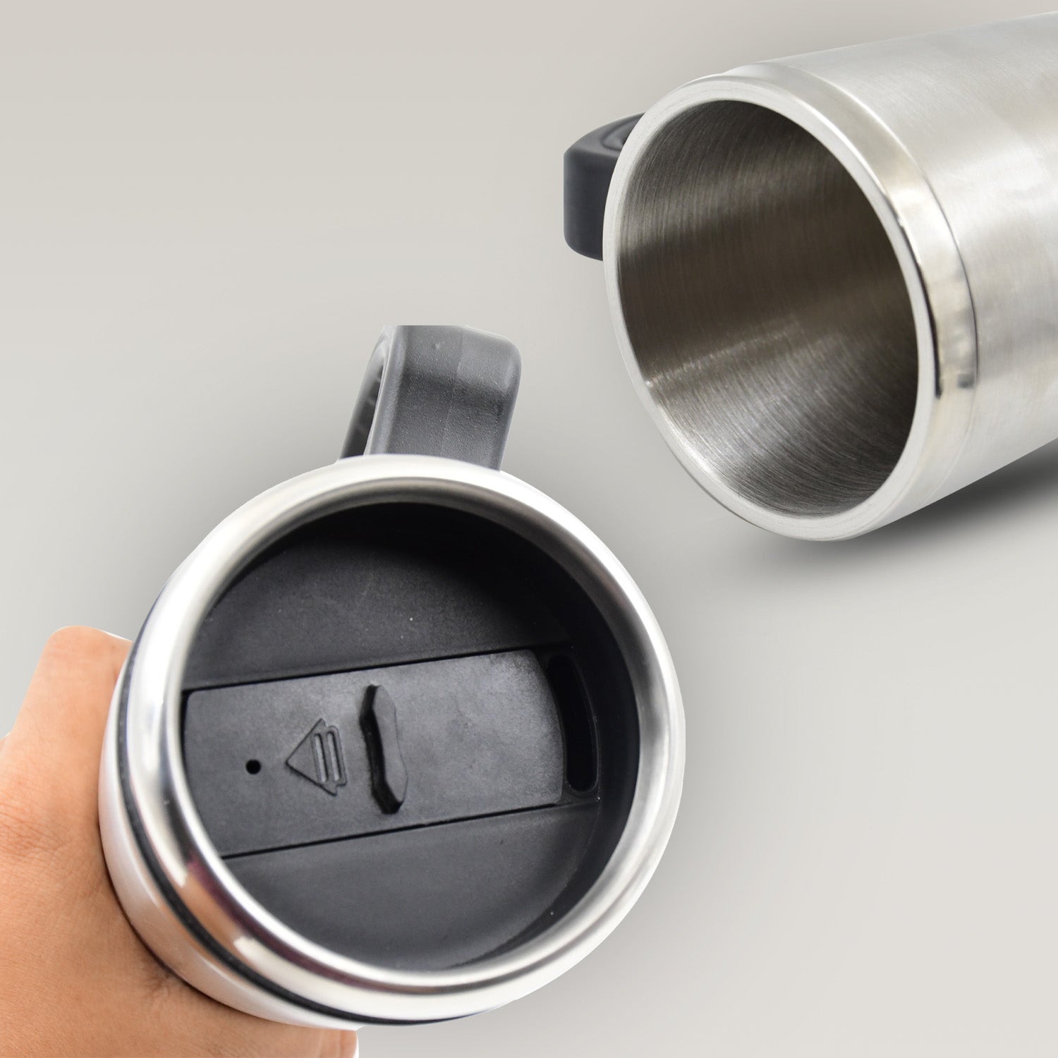 Stainless Steel Coffee Mug (1 Pc / With lid & Handle) - Shivani Jaswal Stainless Steel Coffee Mug (1 Pc / With lid & Handle)
