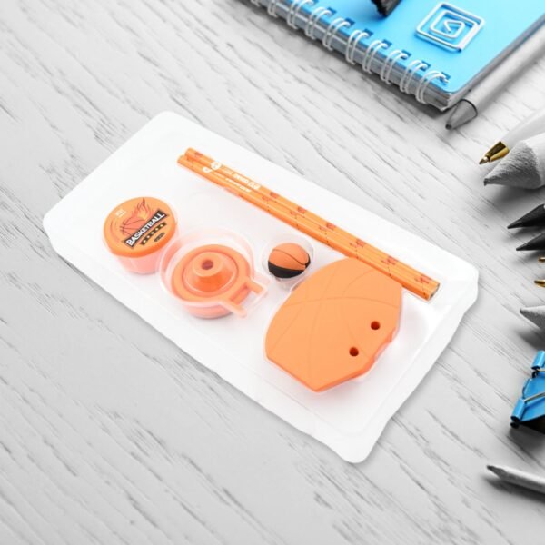 Football & Basketball Stationery Kit â€“ Pencil, Sharpener & Eraser for Kids (Birthday Gift)