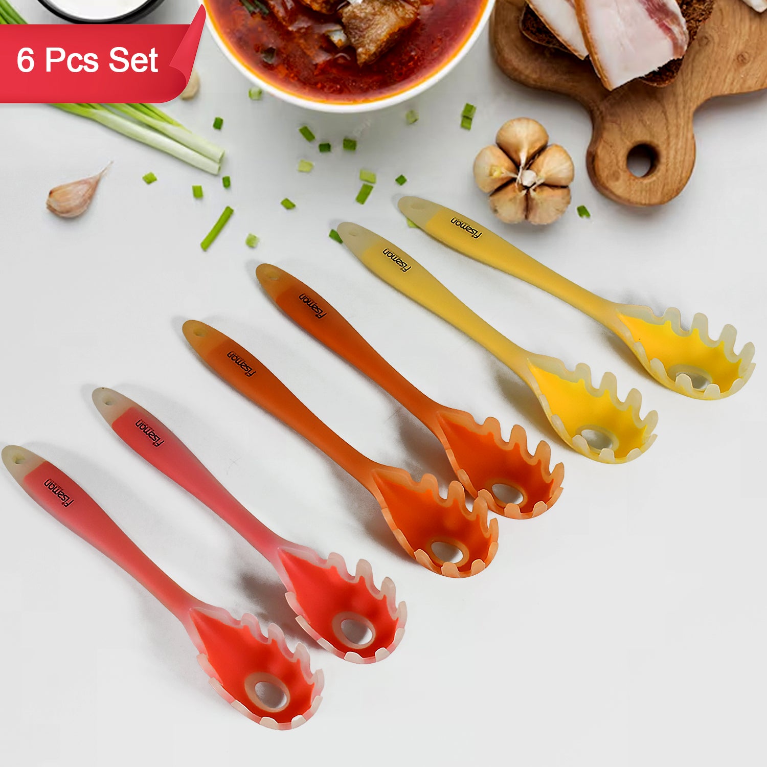 Silicone Kitchen Utensil Set - 6-Piece Heat-Resistant Non-Stick Cooking Spoons - Shivani Jaswal Silicone Kitchen Utensil Set - 6-Piece Heat-Resistant Non-Stick Cooking Spoons