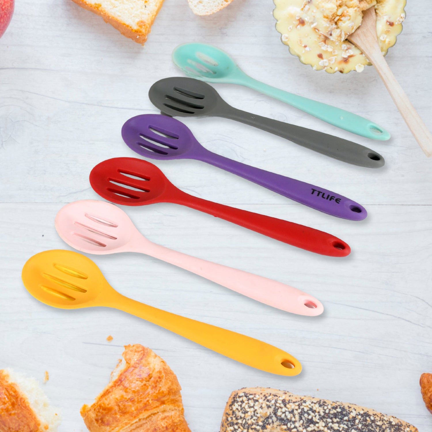 Multipurpose Silicone Spoon, Silicone Basting Spoon Non-Stick Kitchen Utensils Household Gadgets Heat-Resistant Non Stick Spoons Kitchen Cookware Items For Cooking and Baking (6 Pcs Set) - Shivani Jaswal Multipurpose Silicone Spoon, Silicone Basting Spoon Non-Stick Kitchen Utensils Household Gadgets Heat-Resistant Non Stick Spoons Kitchen Cookware Items For Cooking and Baking (6 Pcs Set)