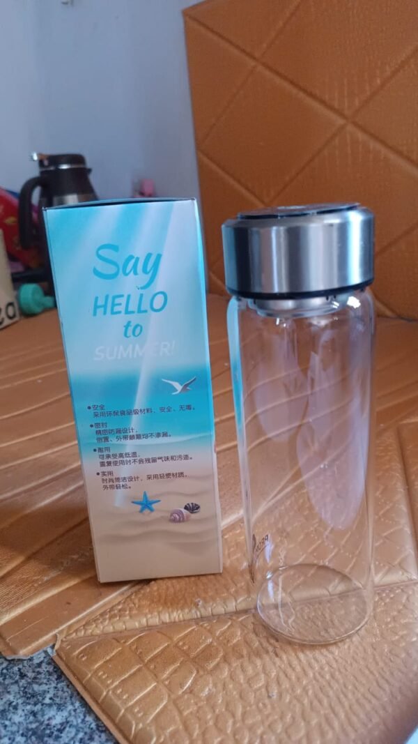 Outdoor Sport Glass Water Bottle With Steel Lid / 500 Ml Approx)