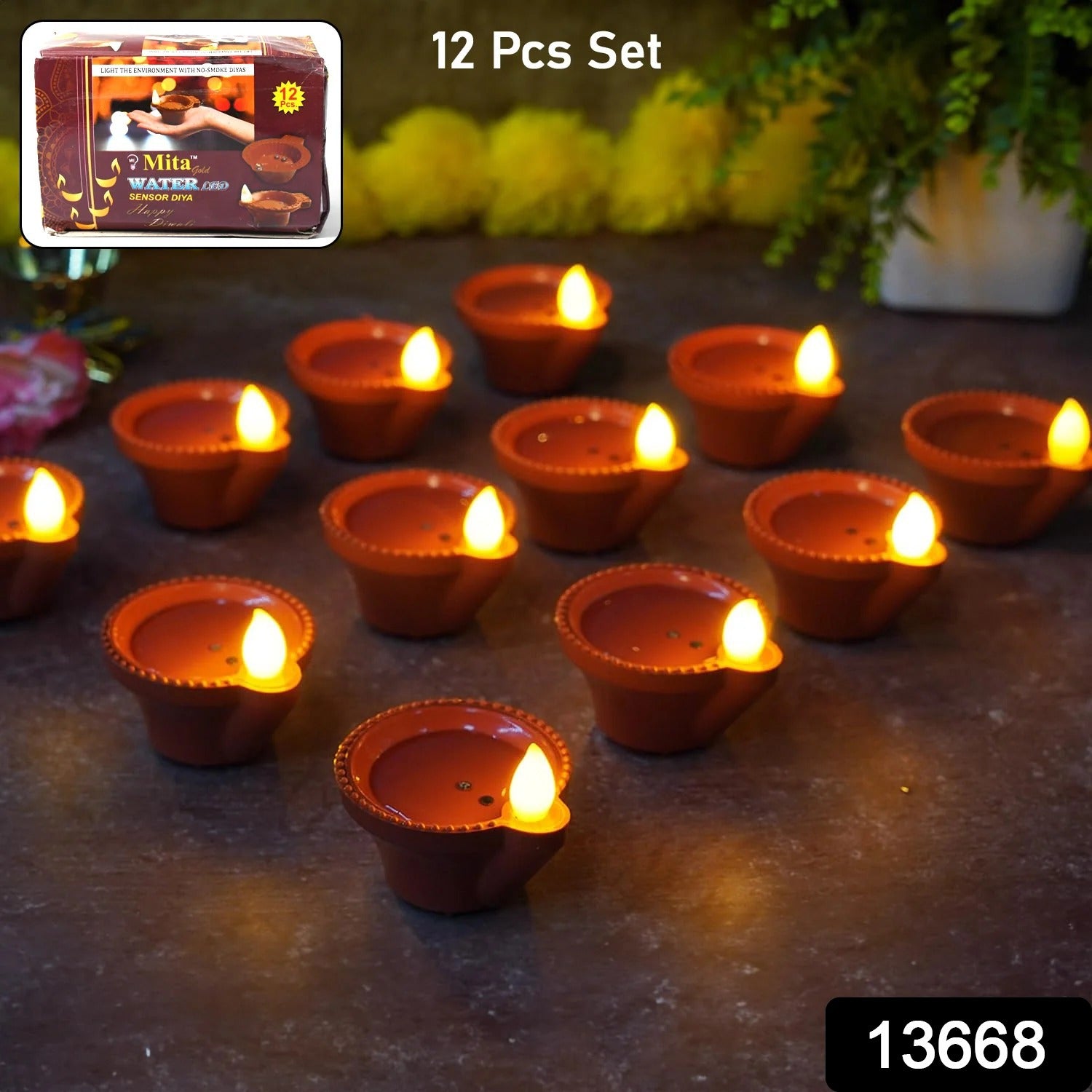 Water Sensor Diyas for Diwali Decoration (12 Pcs Set) - Shivani Jaswal Water Sensor Diyas for Diwali Decoration (12 Pcs Set)
